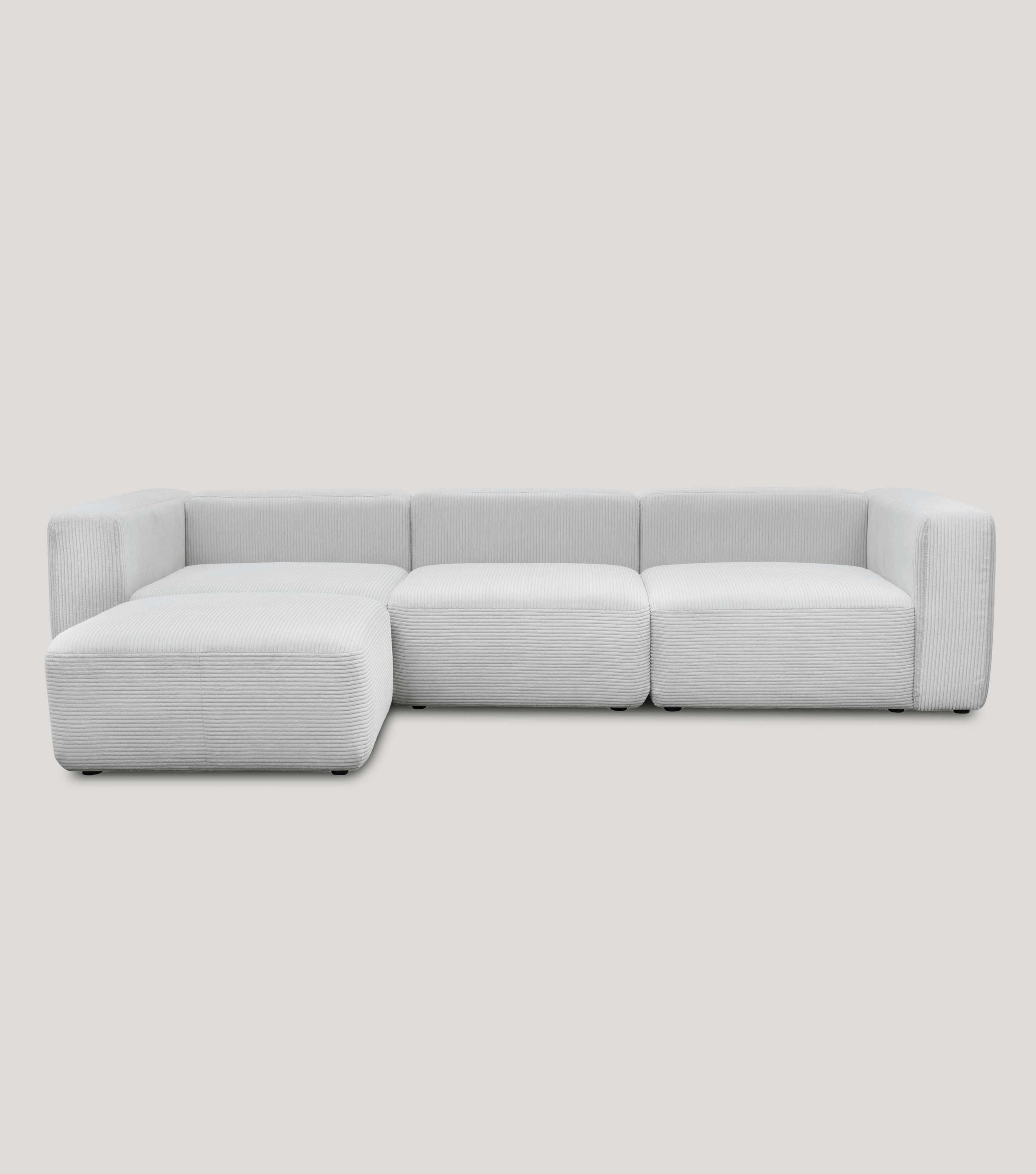 Canapé 4 places avec pouf 'Cubo', grand canapé 4 places en velours côtelé avec pouf 'Cubo'