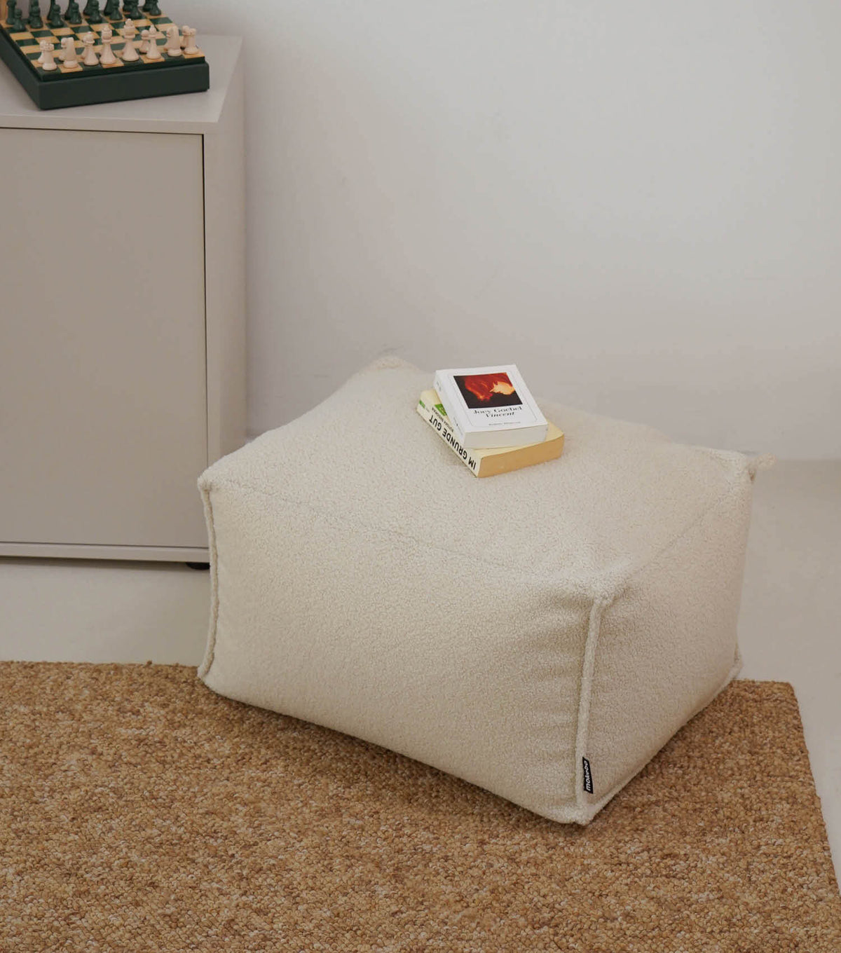 mokebo® 'Block' Bouclé poef hocker voetenbankje vloerkussen
