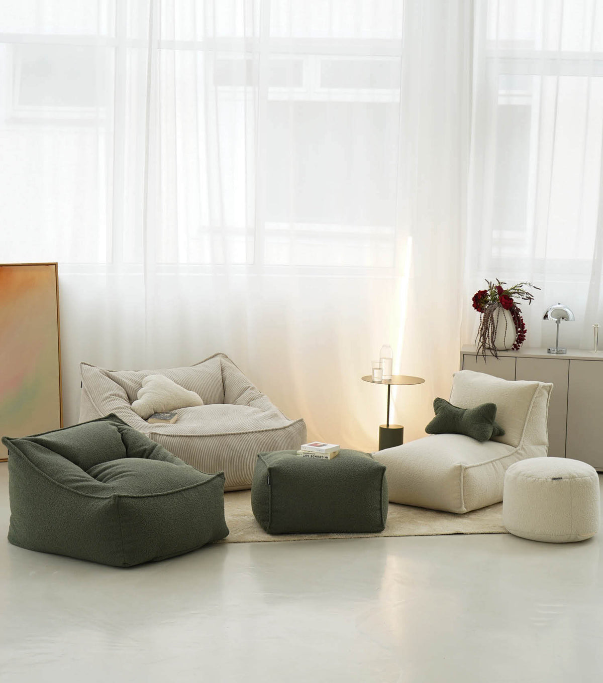 mokebo® 'Doze' Bouclé pouf géant fauteuil relax fauteuil de lecture