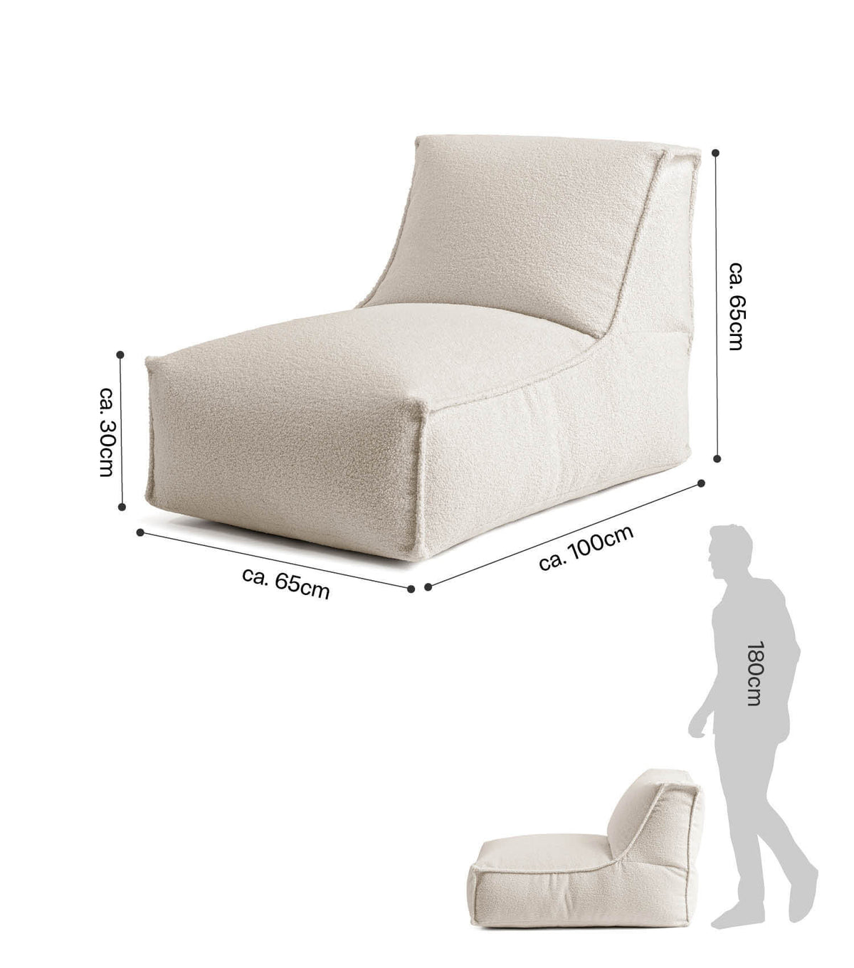 mokebo® 'Doze' Bouclé pouf géant fauteuil relax fauteuil de lecture