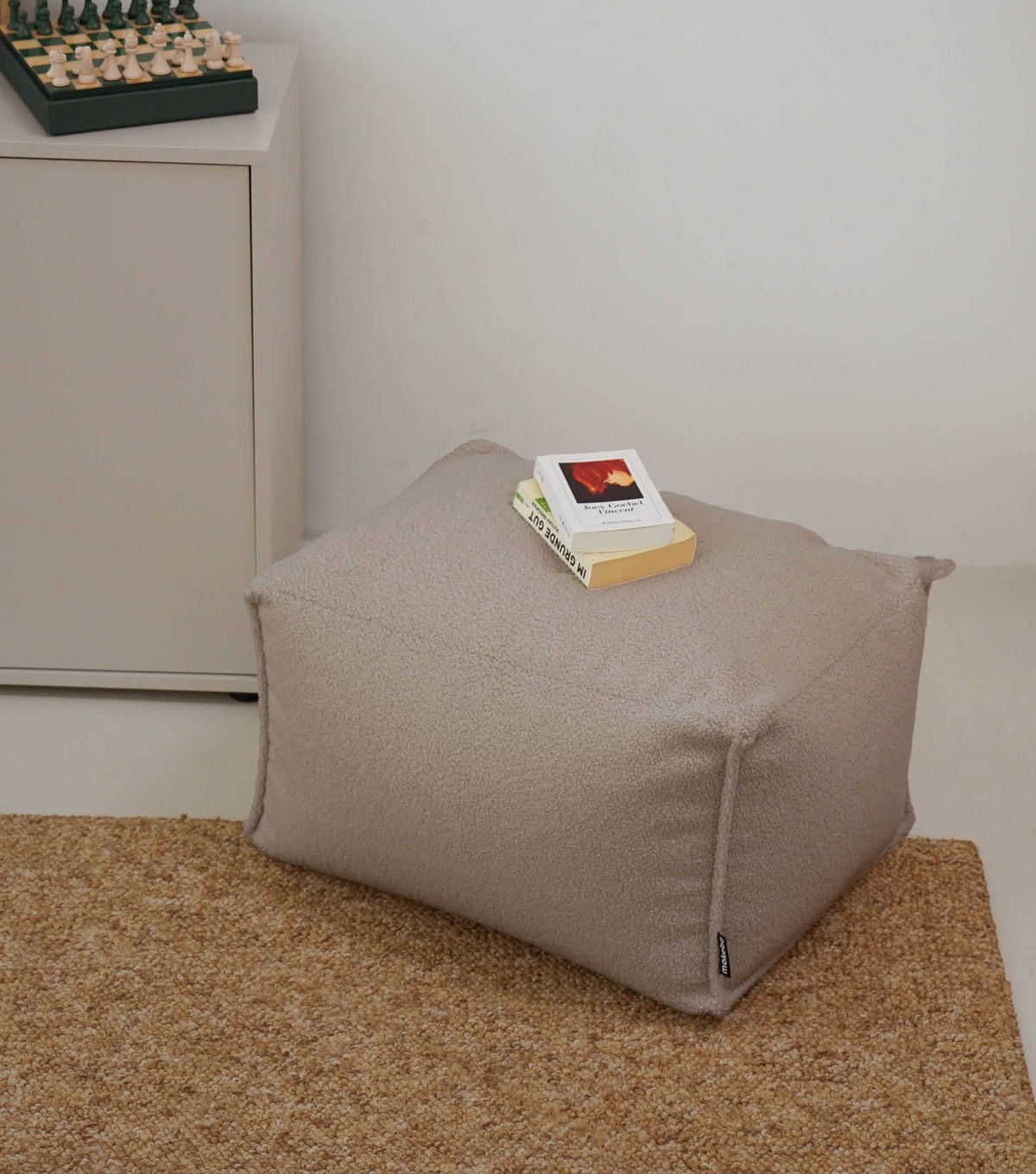 mokebo® 'Block' Bouclé poef hocker voetenbankje vloerkussen