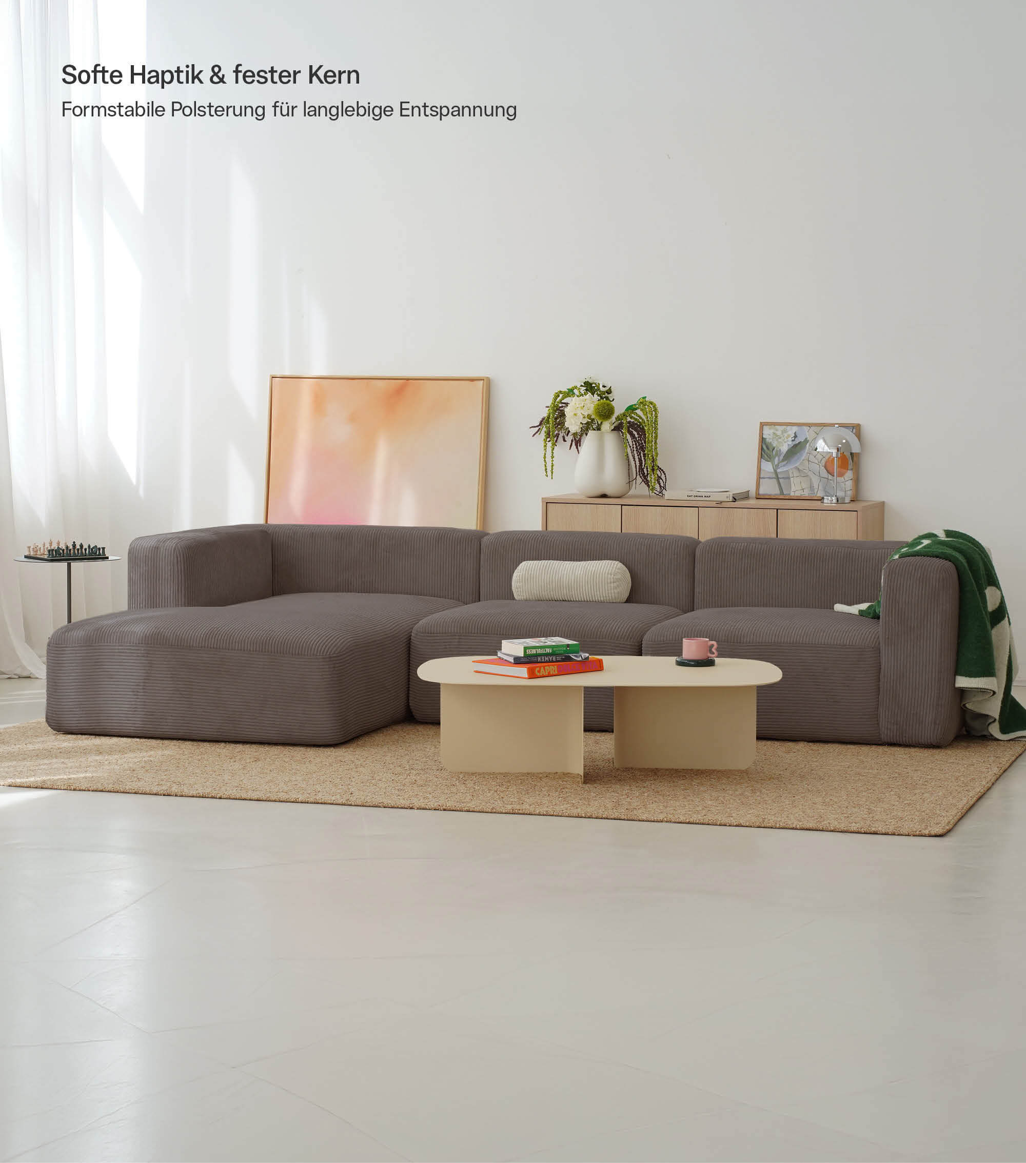 Ecksofa 4-Sitzer 'Cubo' (großes L) Ecksofa Cord Eckcouch Bigsofa 4-Sitzer Sofa 'Cubo'