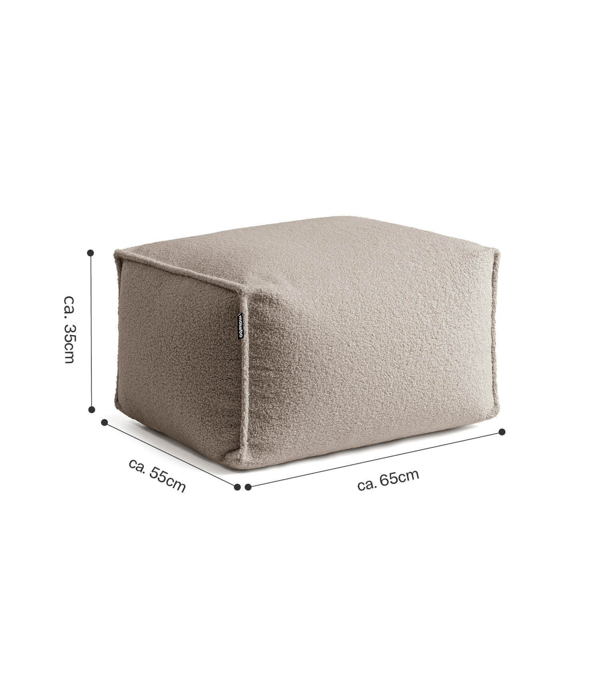 mokebo® 'Block' Bouclé poef hocker voetenbankje vloerkussen