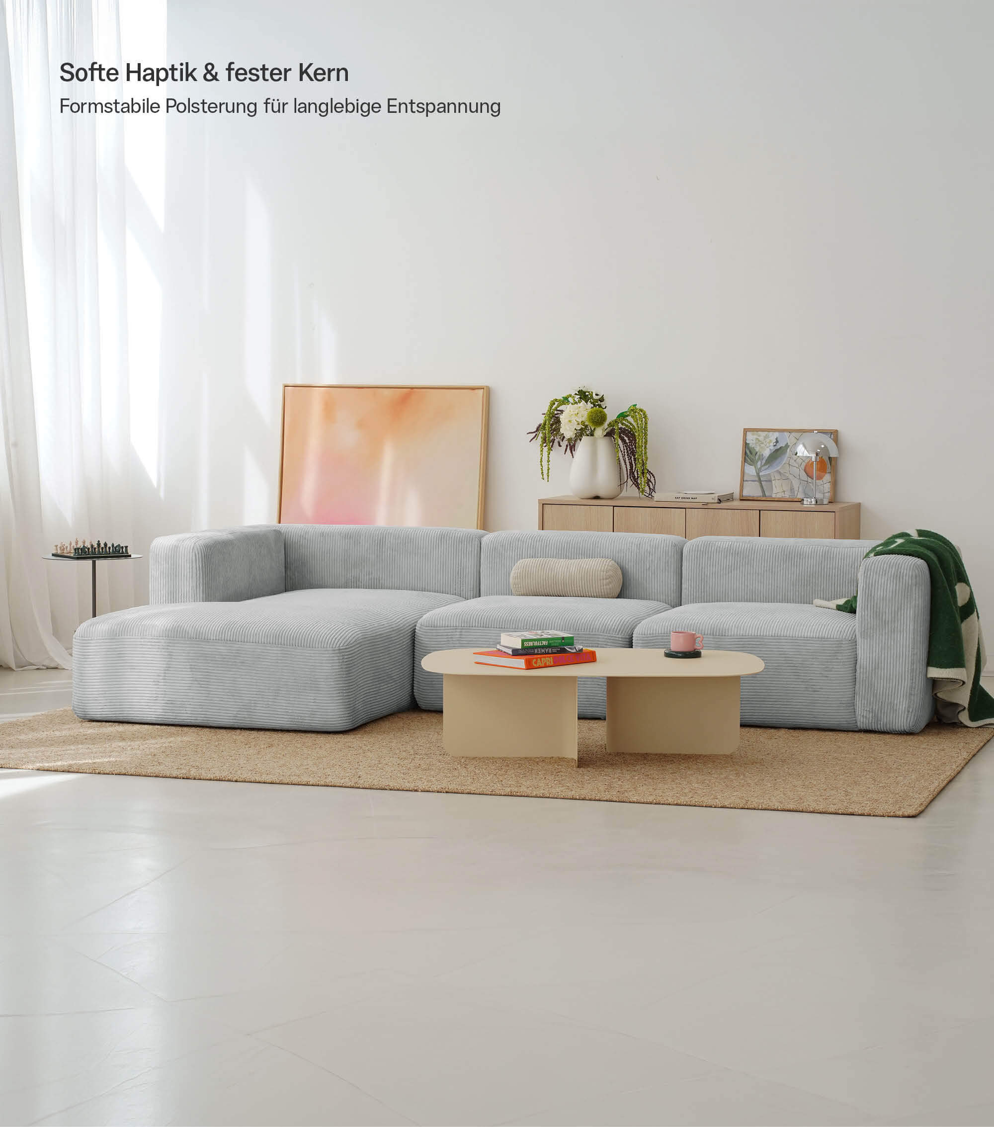 Ecksofa 4-Sitzer 'Cubo' (großes L) Ecksofa Cord Eckcouch Bigsofa 4-Sitzer Sofa 'Cubo'
