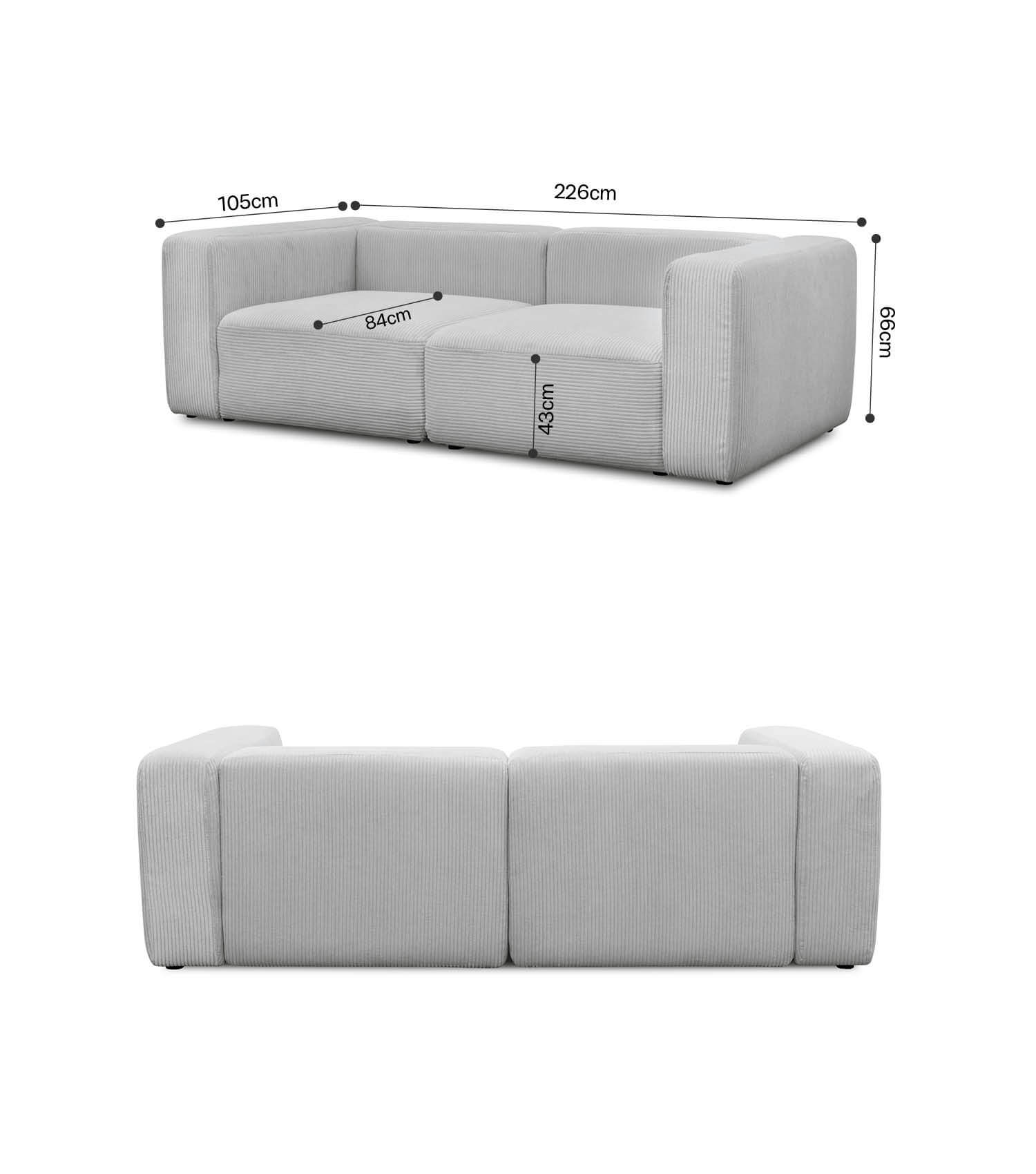 3-Sitzer Sofa 'Cubo' Sofa Cord Sofa Modulsofa Couch 3-Sitzer 'Cubo'