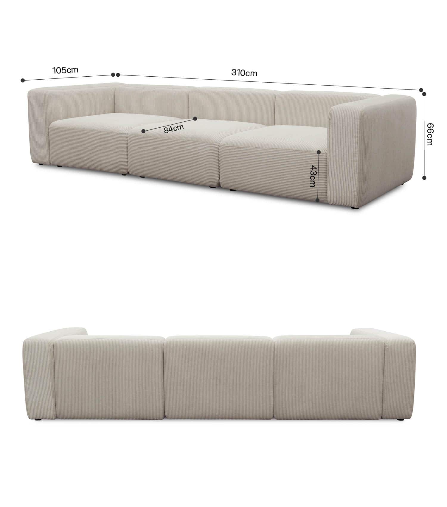 4-Sitzer Sofa 'Cubo' Sofa Bigsofa Cord Sofa 4-Sitzer Modulsofa 'Cubo'