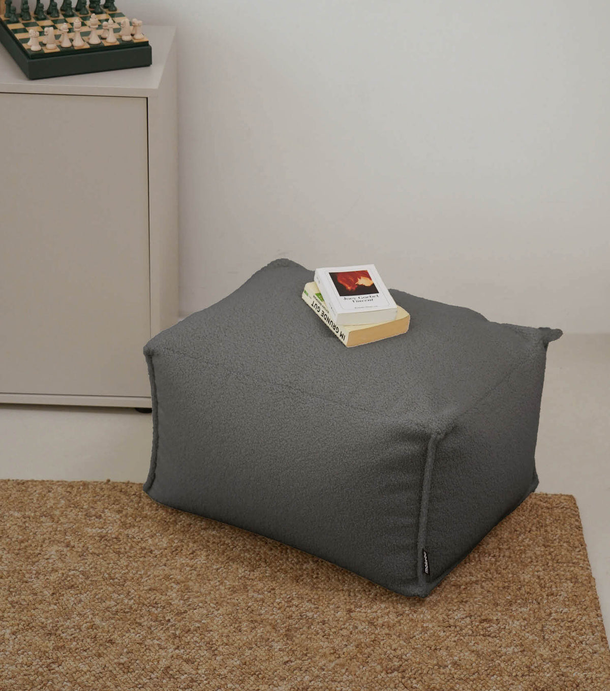 mokebo® 'Block' Bouclé poef hocker voetenbankje vloerkussen