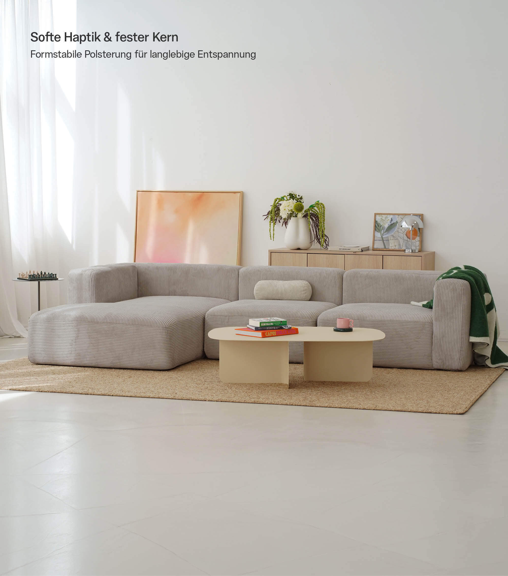 Ecksofa 4-Sitzer 'Cubo' (großes L) Ecksofa Cord Eckcouch Bigsofa 4-Sitzer Sofa 'Cubo'