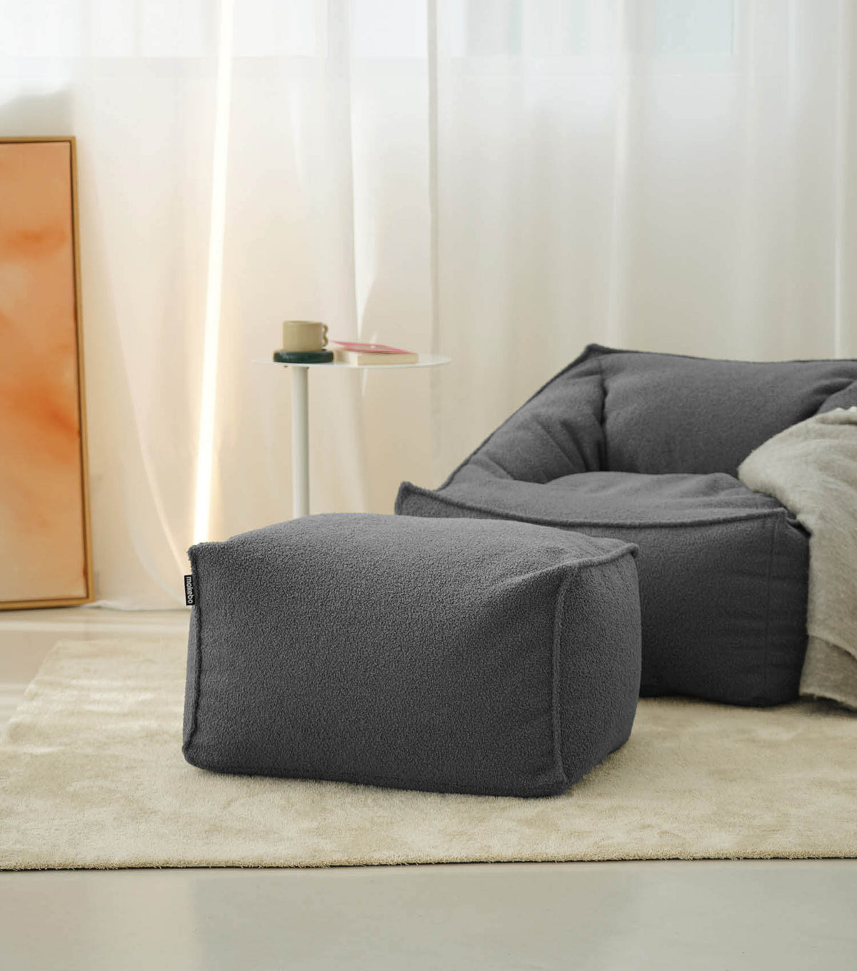 mokebo® 'Block' Bouclé poef hocker voetenbankje vloerkussen