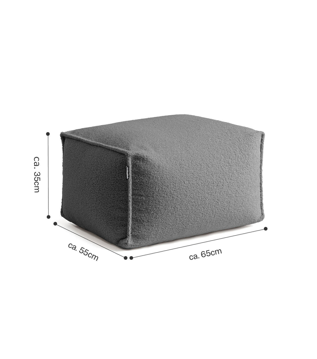 mokebo® 'Block' Bouclé poef hocker voetenbankje vloerkussen