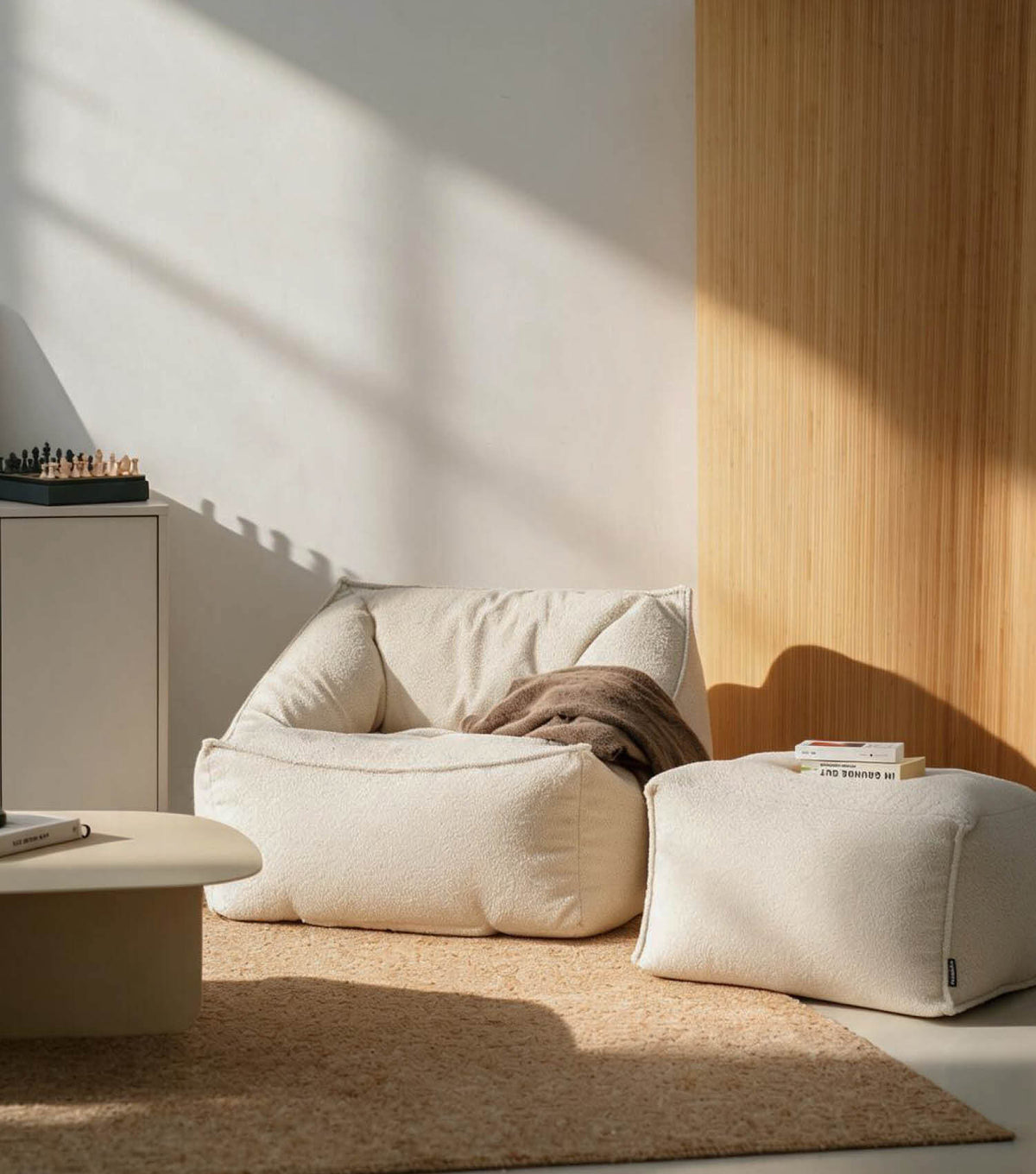 'Snug' Bouclé pouf géant fauteuil fauteuil de lecture