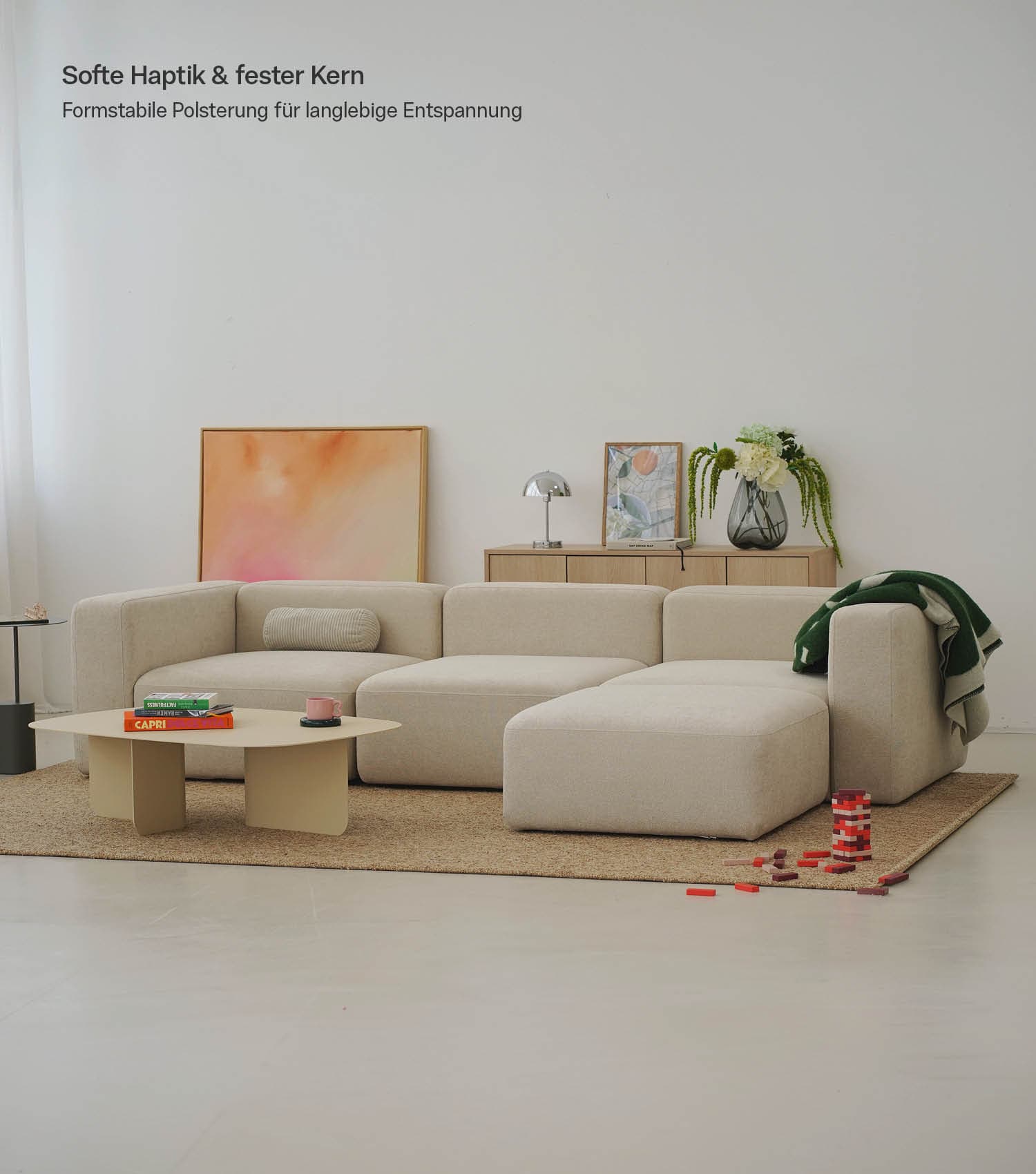 4-Sitzer Sofa mit Hocker 'Cubo' Sofa mit Hocker Bigsofa 4-Sitzer Cord Sofa 'Cubo'