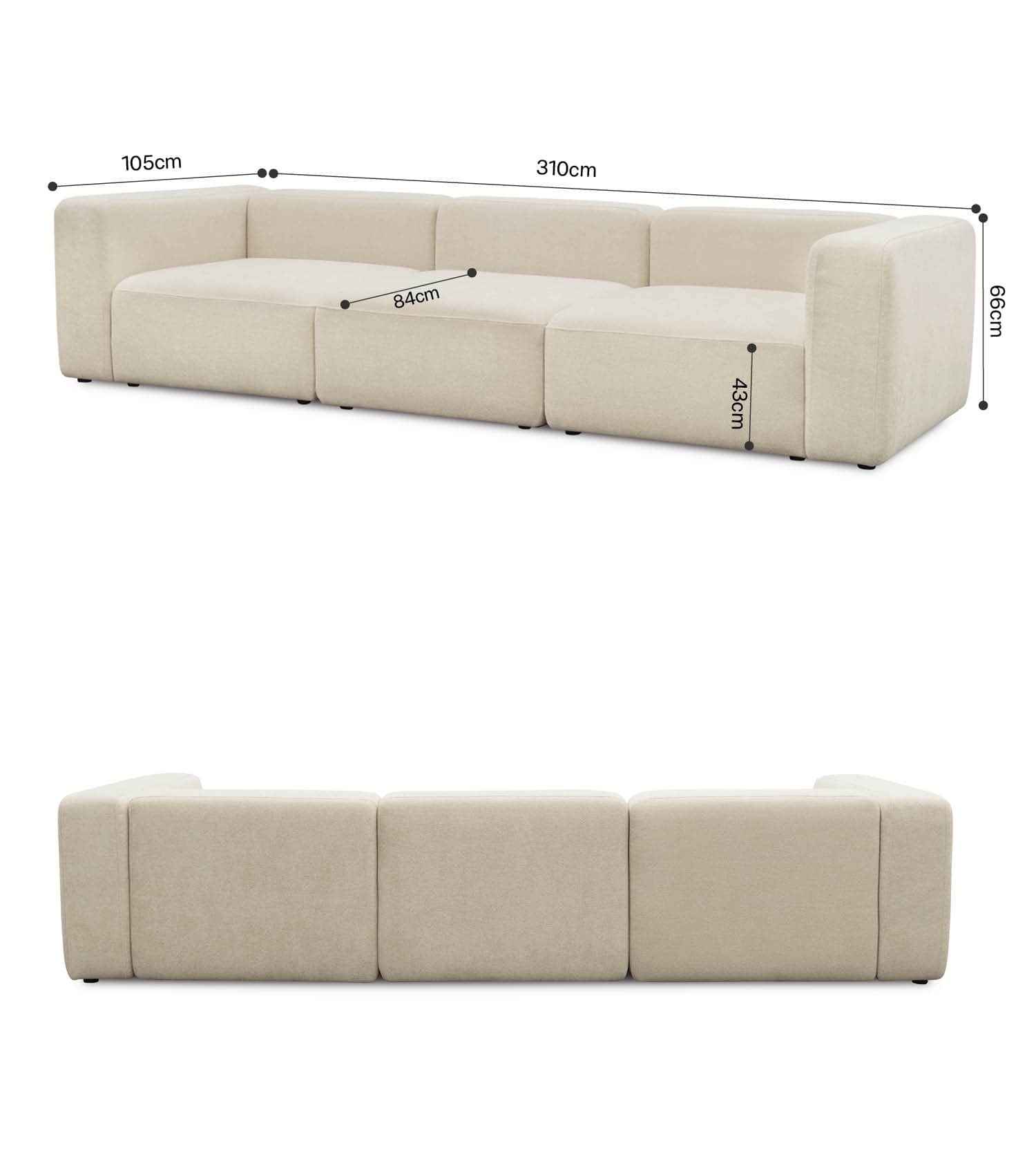 4-Sitzer Sofa 'Cubo' Sofa Bigsofa Cord Sofa 4-Sitzer Modulsofa 'Cubo'