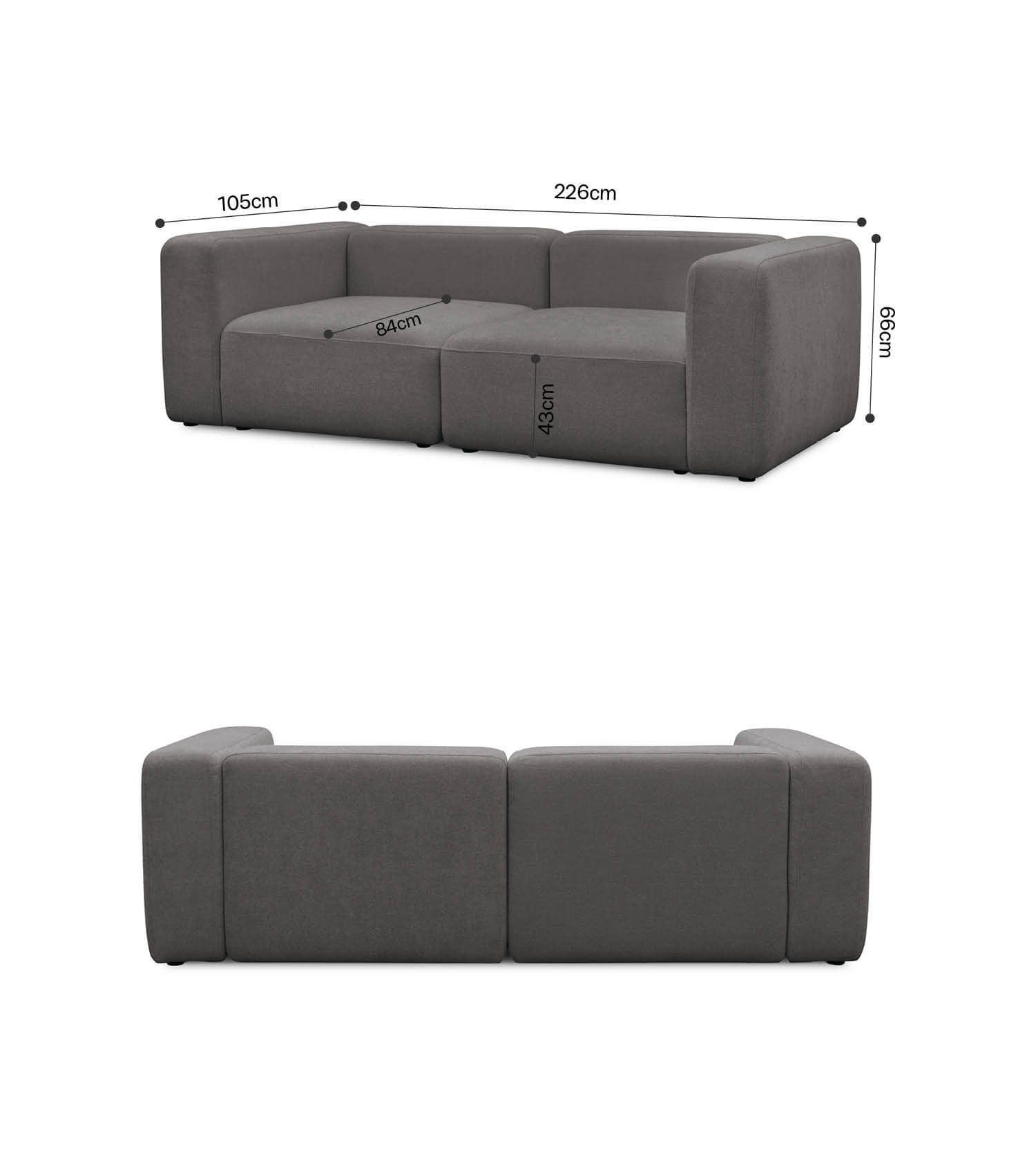 3-Sitzer Sofa 'Cubo' Sofa Cord Sofa Modulsofa Couch 3-Sitzer 'Cubo'