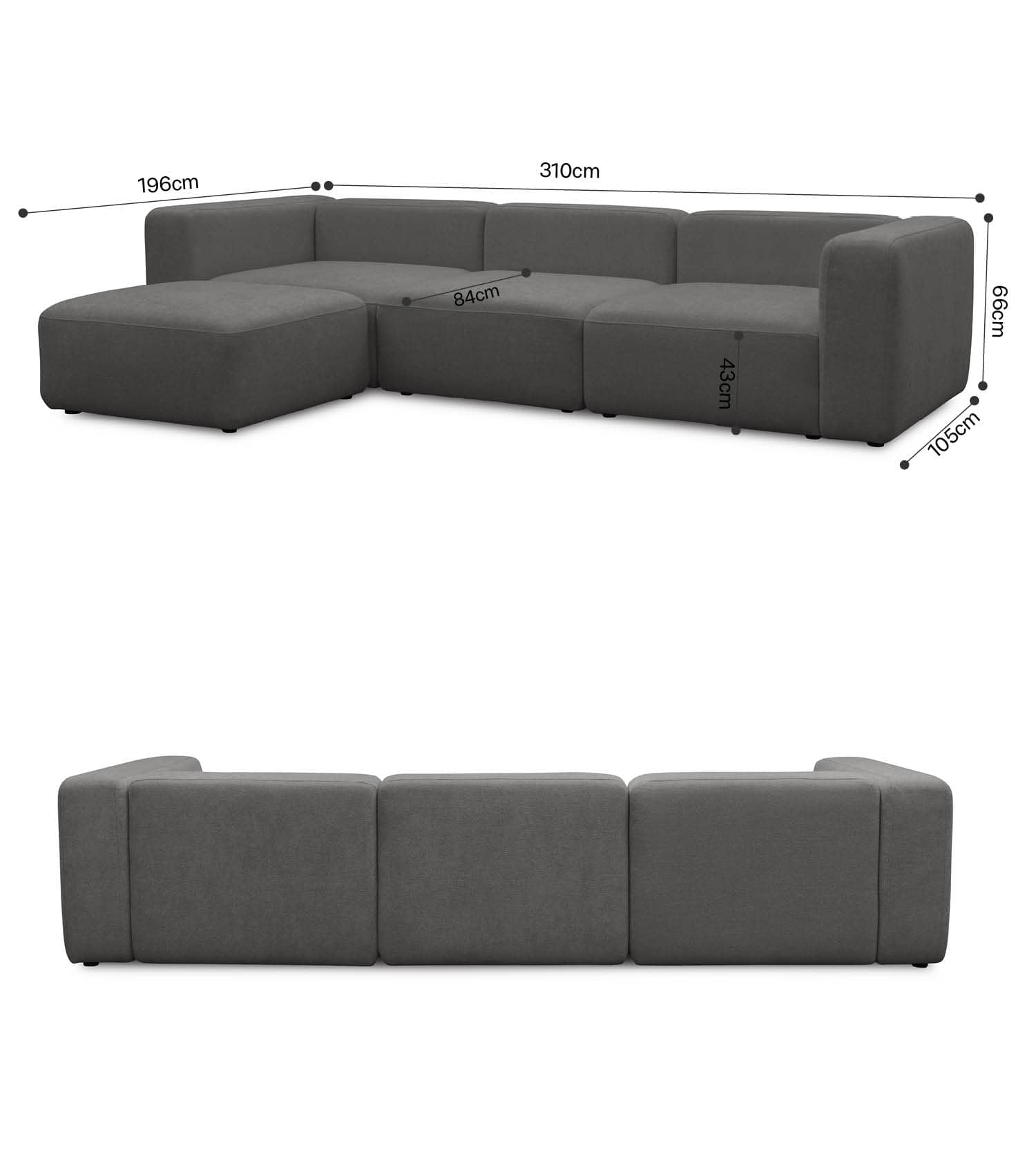 4-Sitzer Sofa mit Hocker 'Cubo' Sofa mit Hocker Bigsofa 4-Sitzer Cord Sofa 'Cubo'