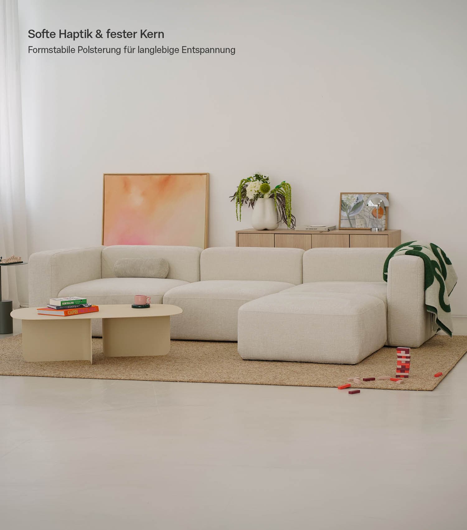 4-Sitzer Sofa mit Hocker 'Cubo' Sofa mit Hocker Bigsofa 4-Sitzer Cord Sofa 'Cubo'