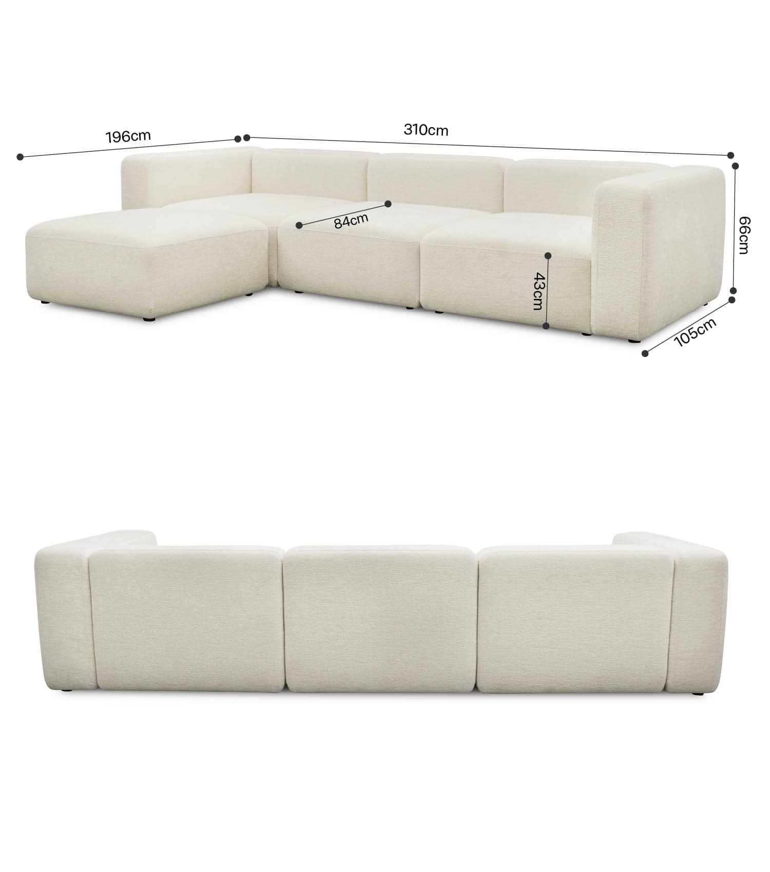 4-Sitzer Sofa mit Hocker 'Cubo' Sofa mit Hocker Bigsofa 4-Sitzer Cord Sofa 'Cubo'
