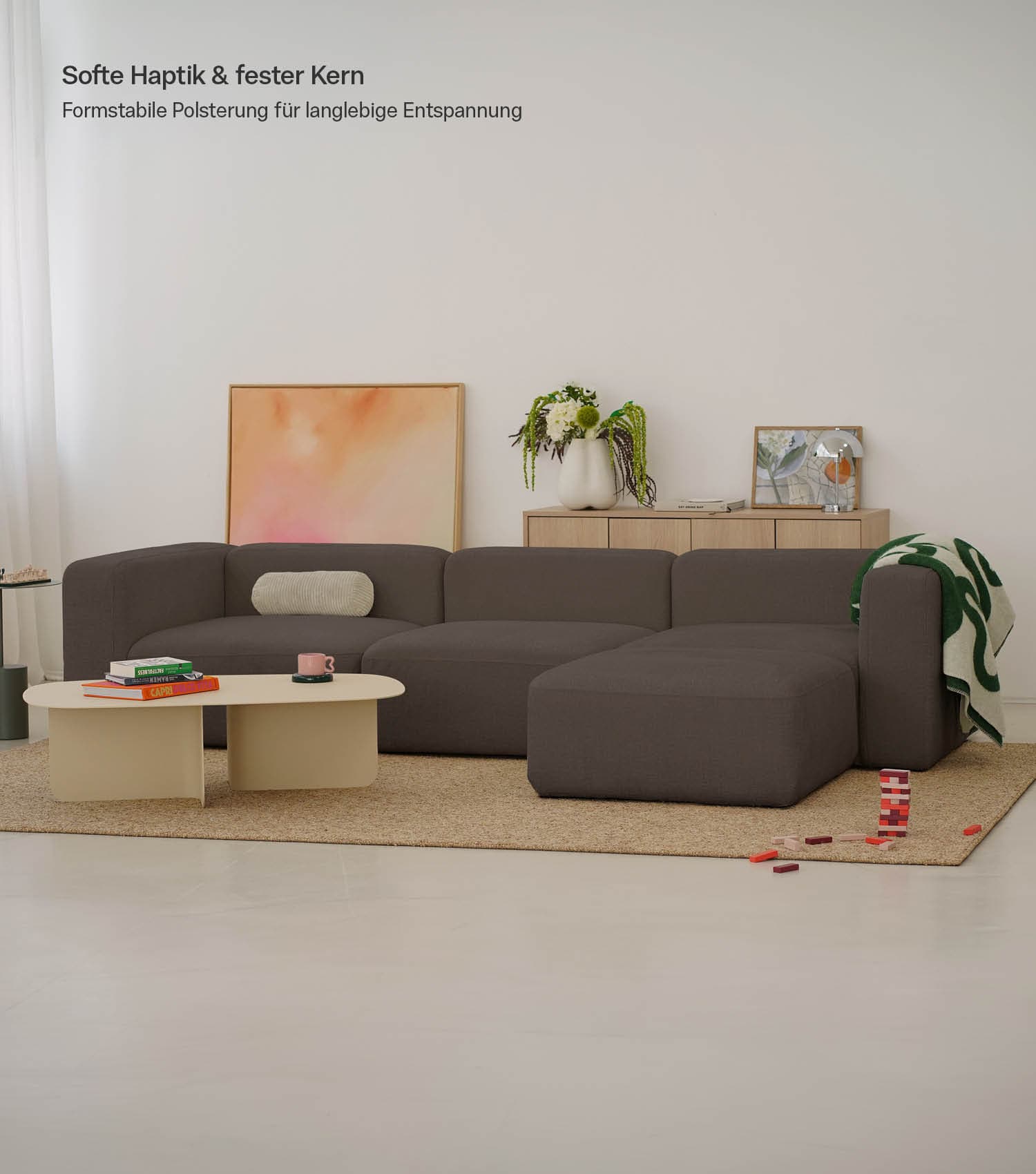 4-Sitzer Sofa mit Hocker 'Cubo' Sofa mit Hocker Bigsofa 4-Sitzer Cord Sofa 'Cubo'