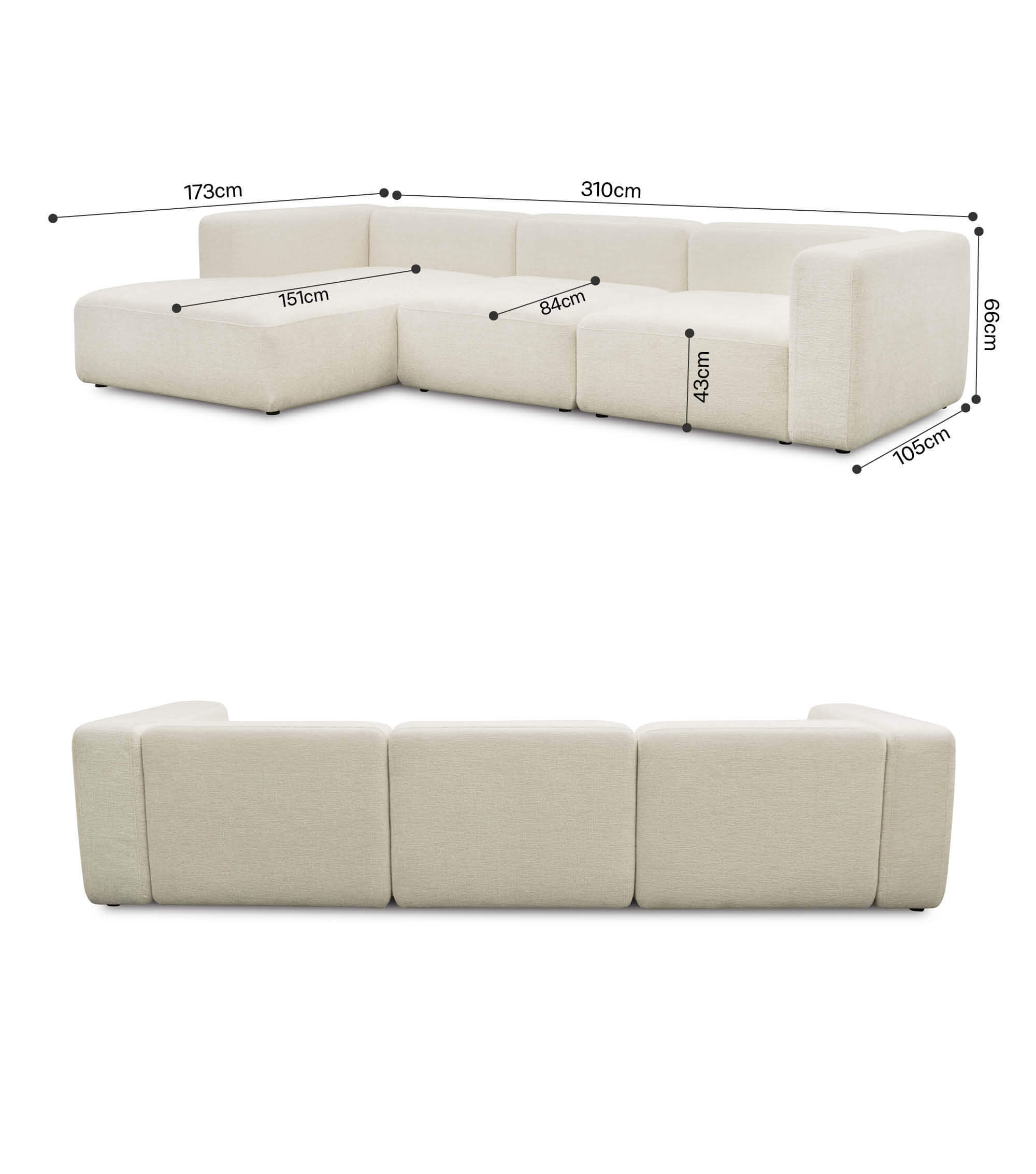 Ecksofa 4-Sitzer 'Cubo' (großes L) Ecksofa Cord Eckcouch Bigsofa 4-Sitzer Sofa 'Cubo'