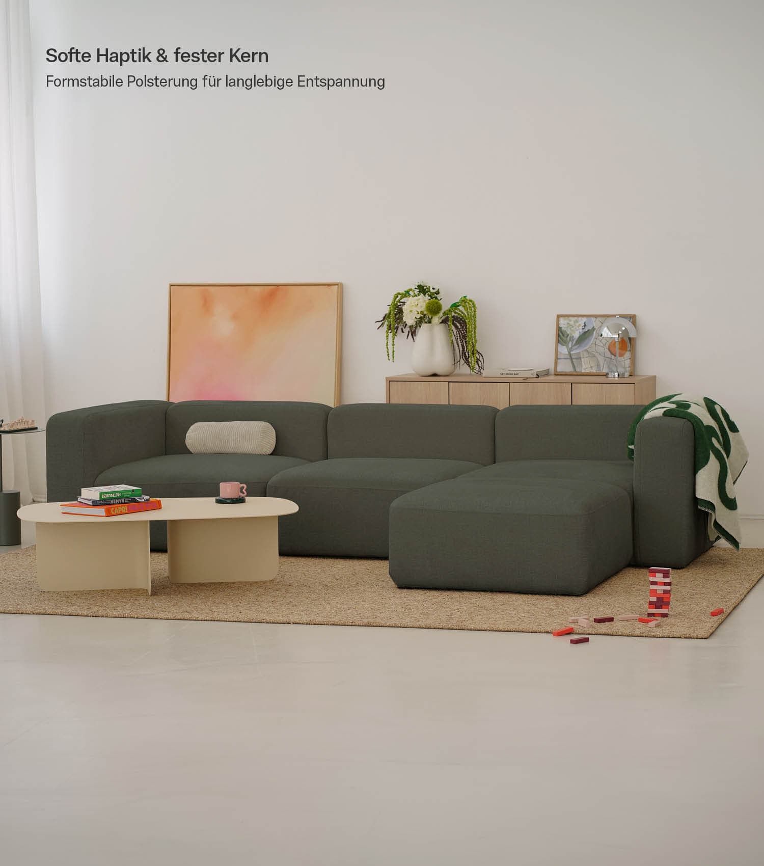 4-Sitzer Sofa mit Hocker 'Cubo' Sofa mit Hocker Bigsofa 4-Sitzer Cord Sofa 'Cubo'