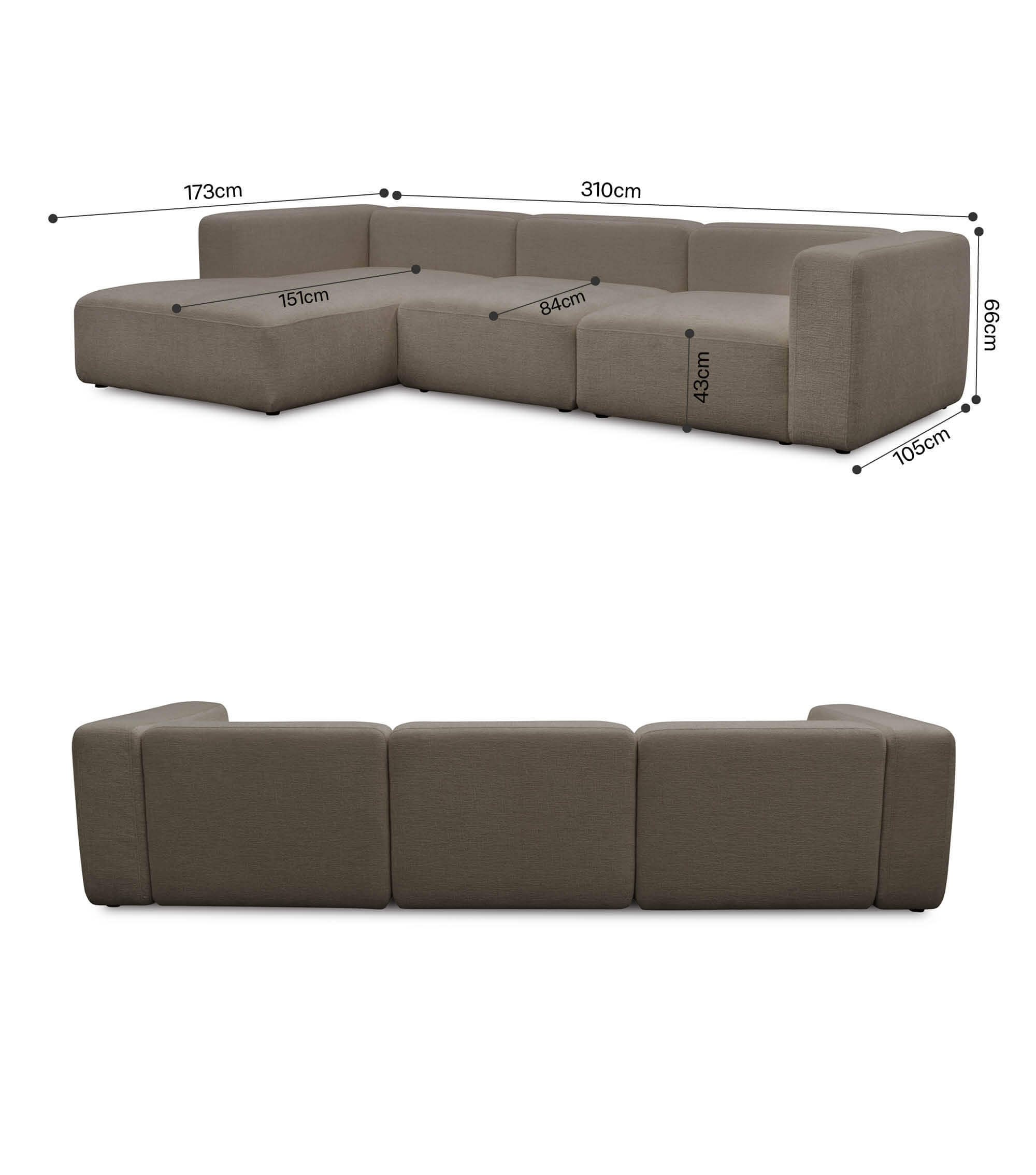 Ecksofa 4-Sitzer 'Cubo' (großes L) Ecksofa Cord Eckcouch Bigsofa 4-Sitzer Sofa 'Cubo'