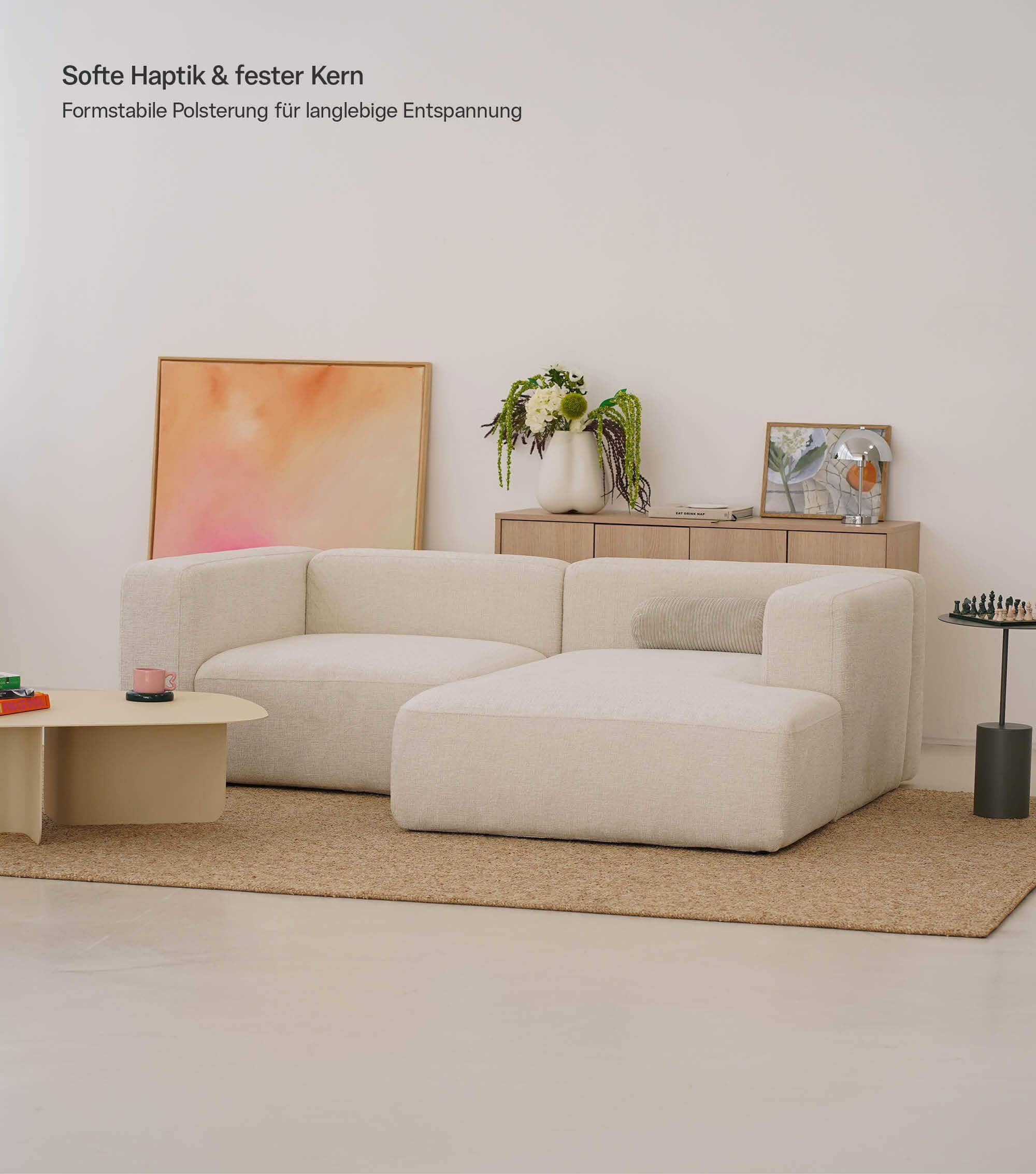 Ecksofa 3-Sitzer 'Cubo' (kleines L) Ecksofa Cord Eckcouch 3-Sitzer Sofa Modulsofa 'Cubo'