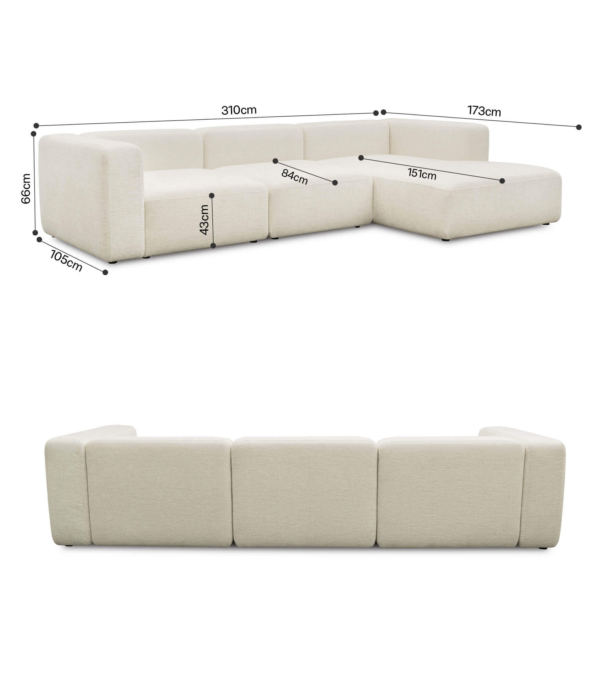 Ecksofa 4-Sitzer 'Cubo' (großes L) Ecksofa Cord Eckcouch Bigsofa 4-Sitzer Sofa 'Cubo'