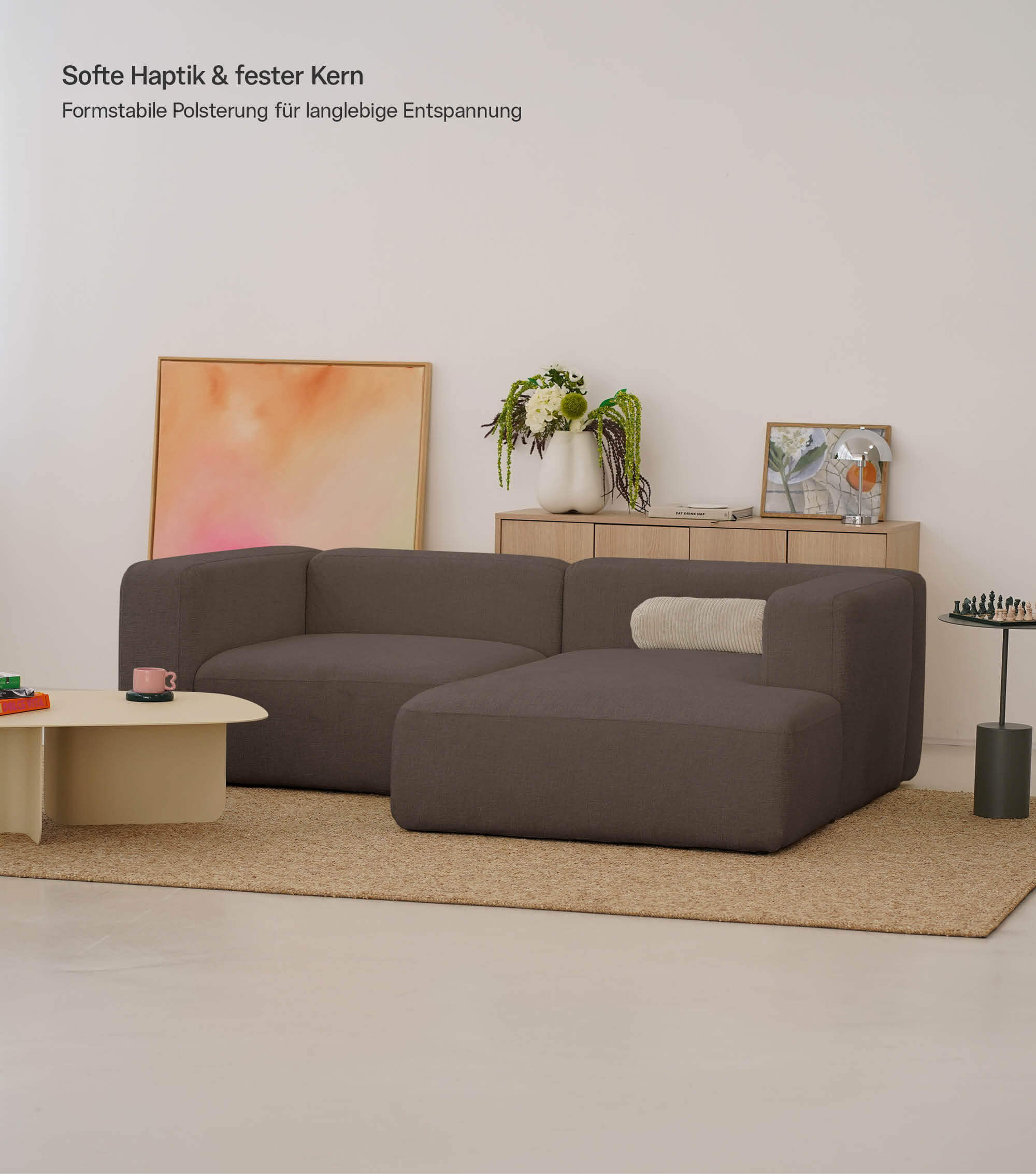 Ecksofa 3-Sitzer 'Cubo' (kleines L) Ecksofa Cord Eckcouch 3-Sitzer Sofa Modulsofa 'Cubo'