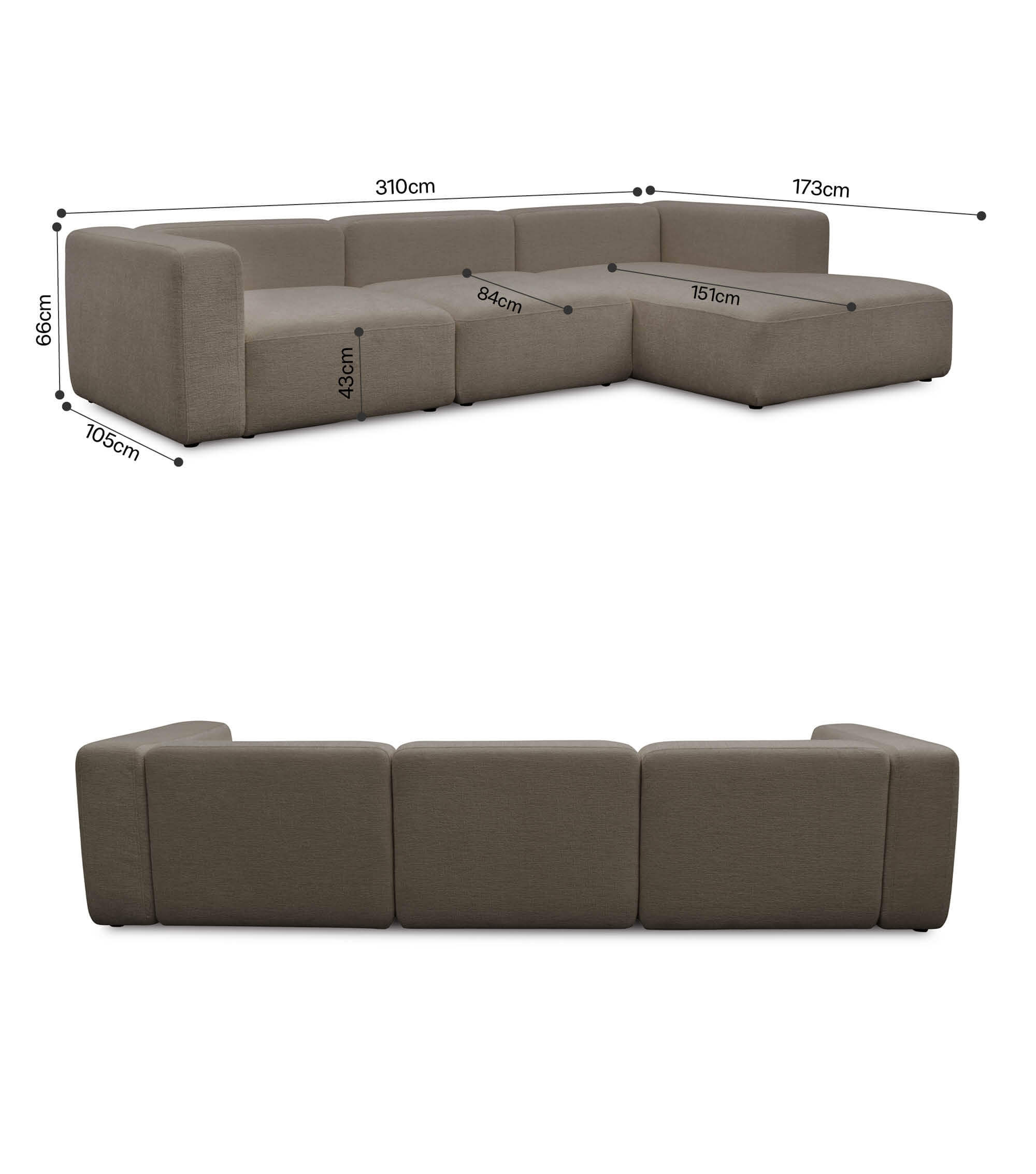 Ecksofa 4-Sitzer 'Cubo' (großes L) Ecksofa Cord Eckcouch Bigsofa 4-Sitzer Sofa 'Cubo'