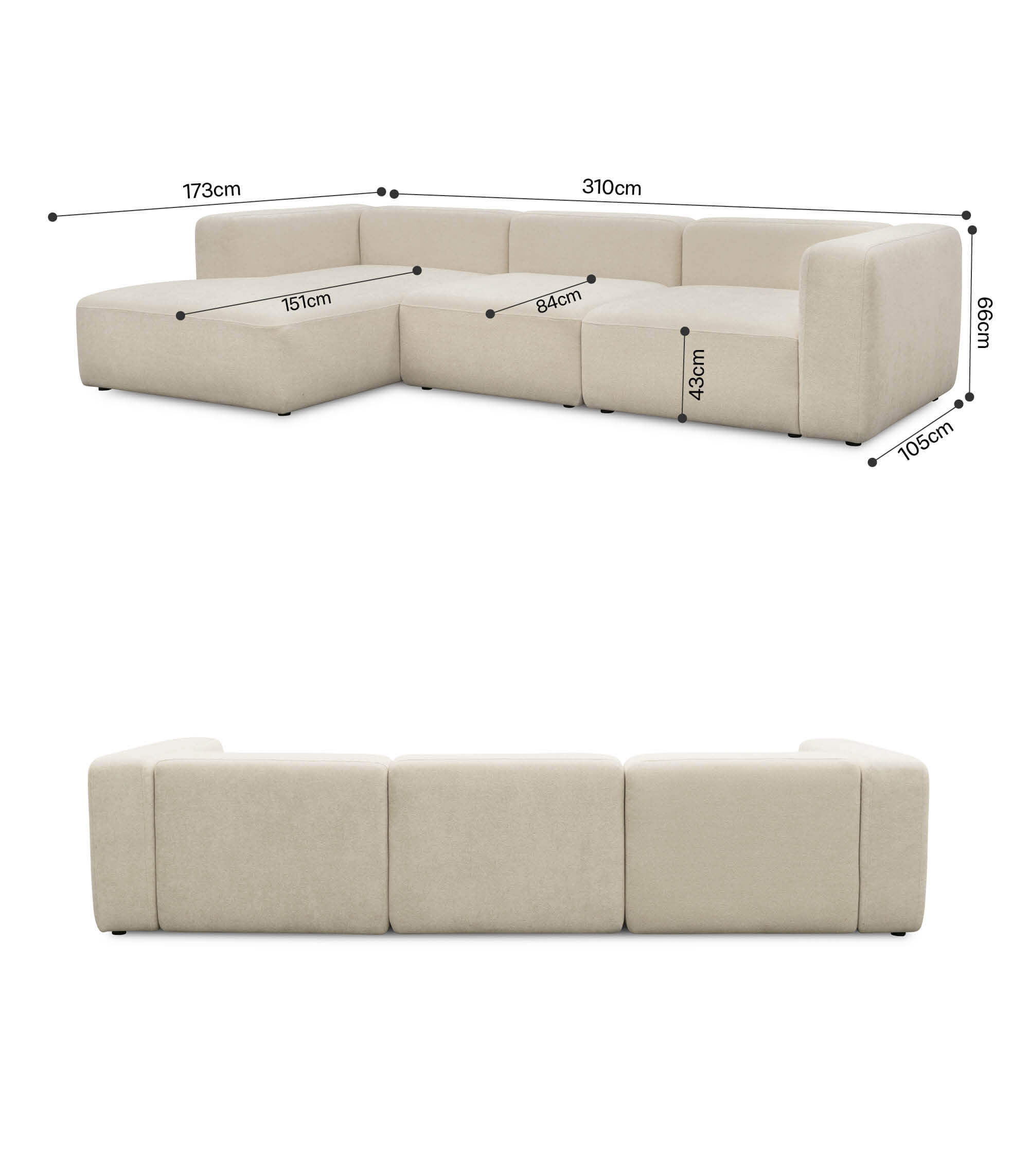 Ecksofa 4-Sitzer 'Cubo' (großes L) Ecksofa Cord Eckcouch Bigsofa 4-Sitzer Sofa 'Cubo'