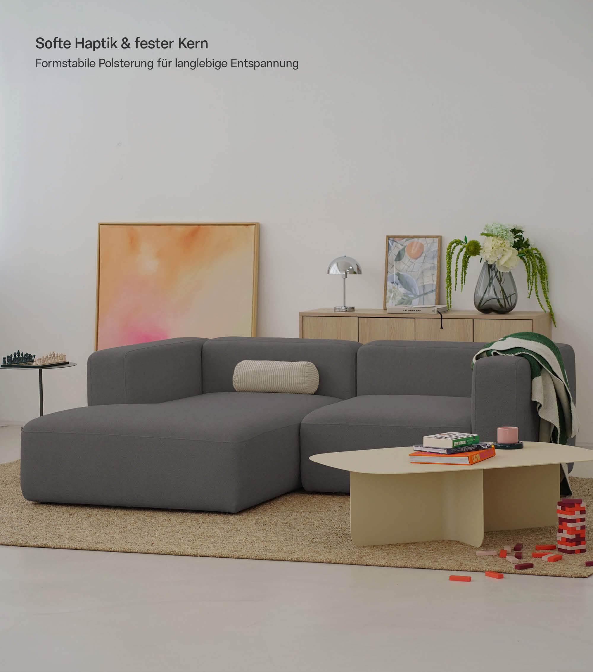 Ecksofa 3-Sitzer 'Cubo' (kleines L) Ecksofa Cord Eckcouch 3-Sitzer Sofa Modulsofa 'Cubo'