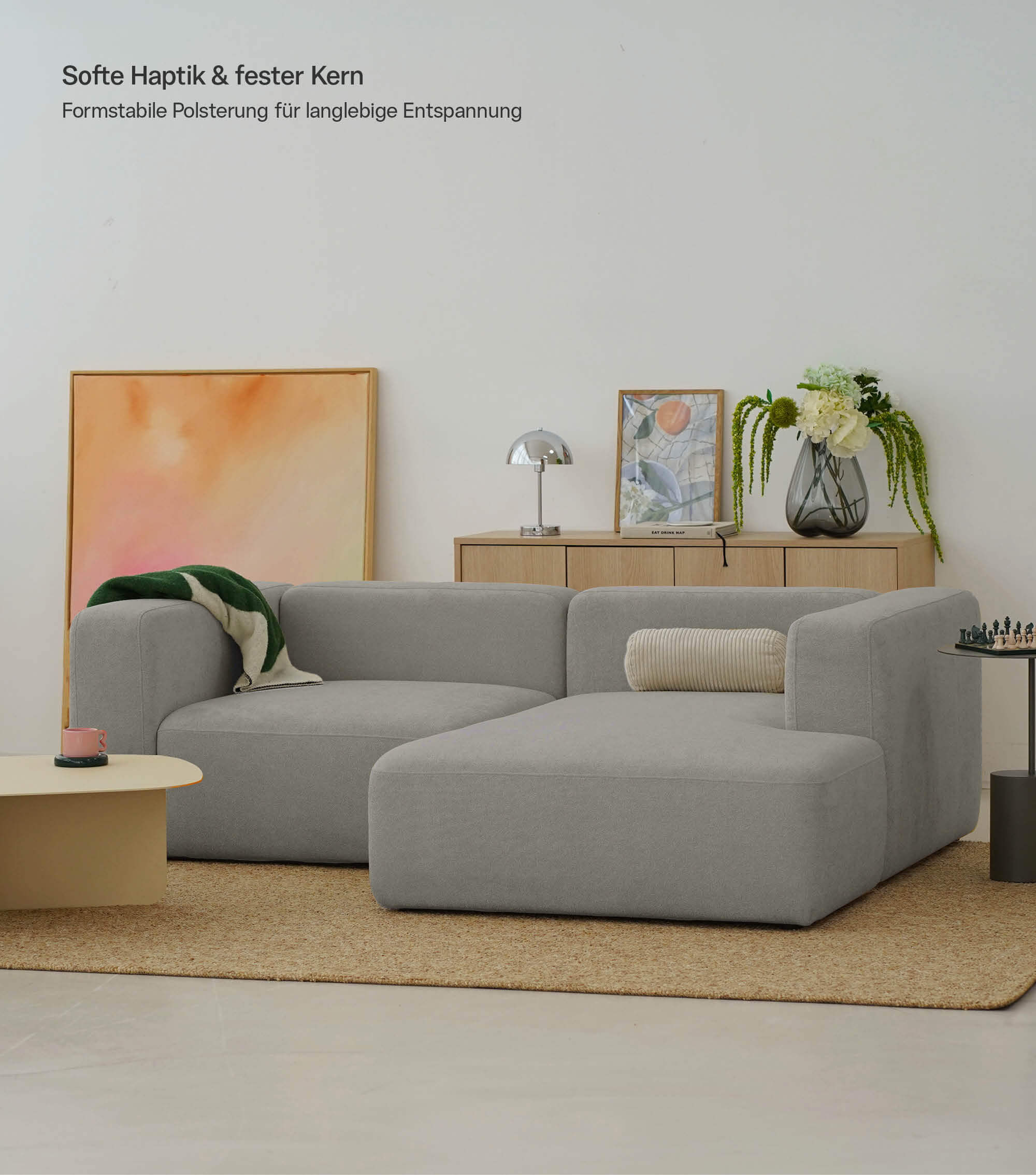 Ecksofa 3-Sitzer 'Cubo' (kleines L) Ecksofa Cord Eckcouch 3-Sitzer Sofa Modulsofa 'Cubo'