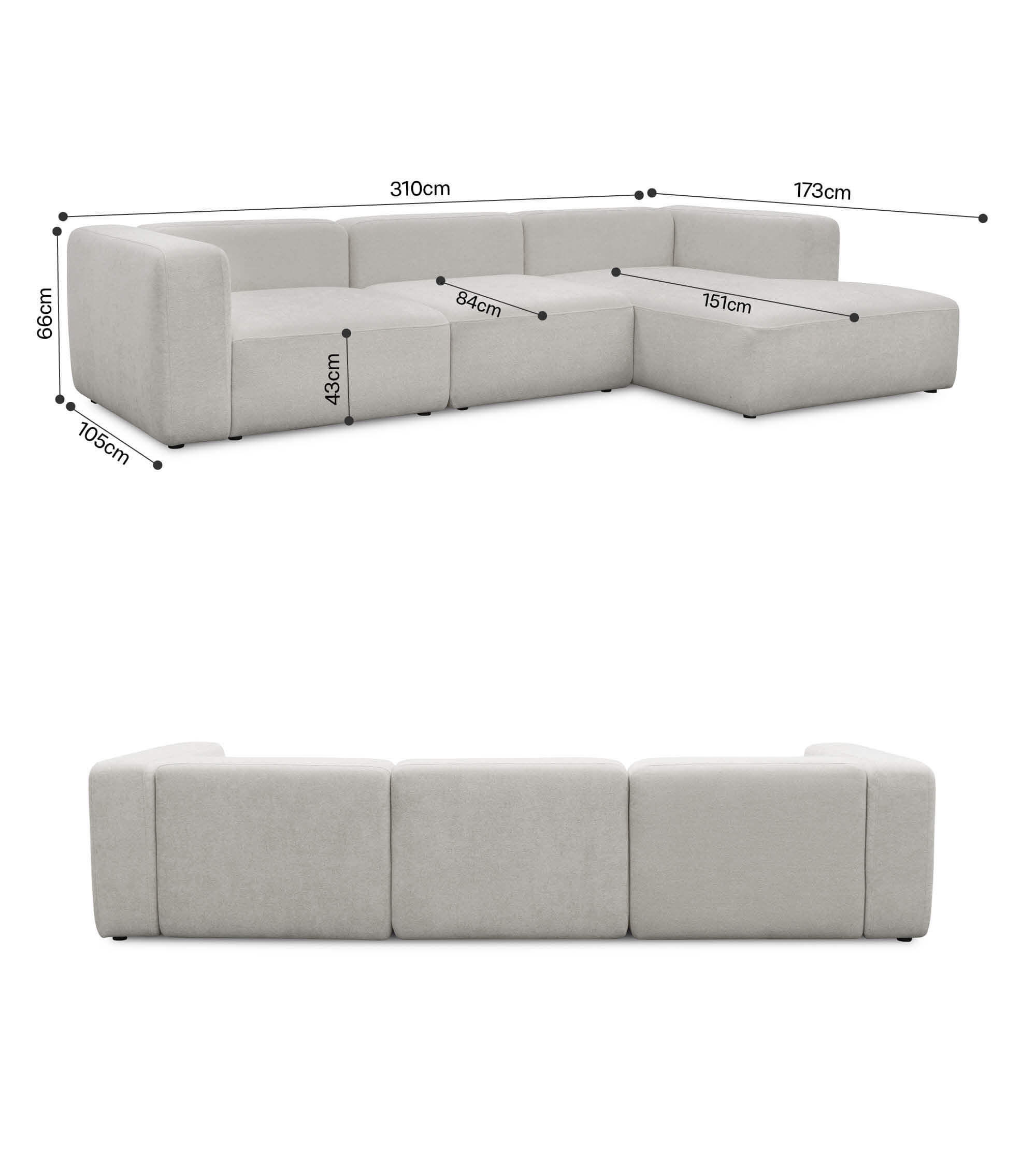 Ecksofa 4-Sitzer 'Cubo' (großes L) Ecksofa Cord Eckcouch Bigsofa 4-Sitzer Sofa 'Cubo'