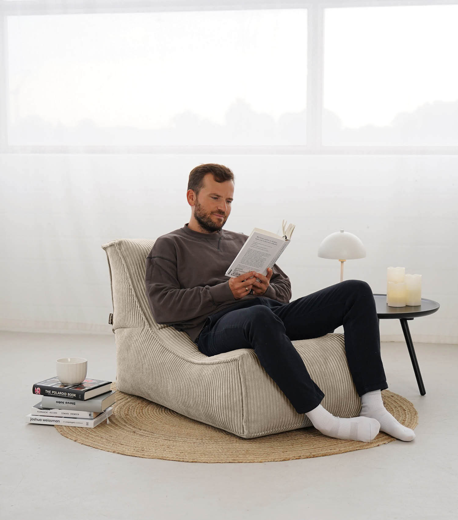 Sitzsack XXL + Pouf für Kinder & Erwachsene mit Füllung 'Der Gelassene'