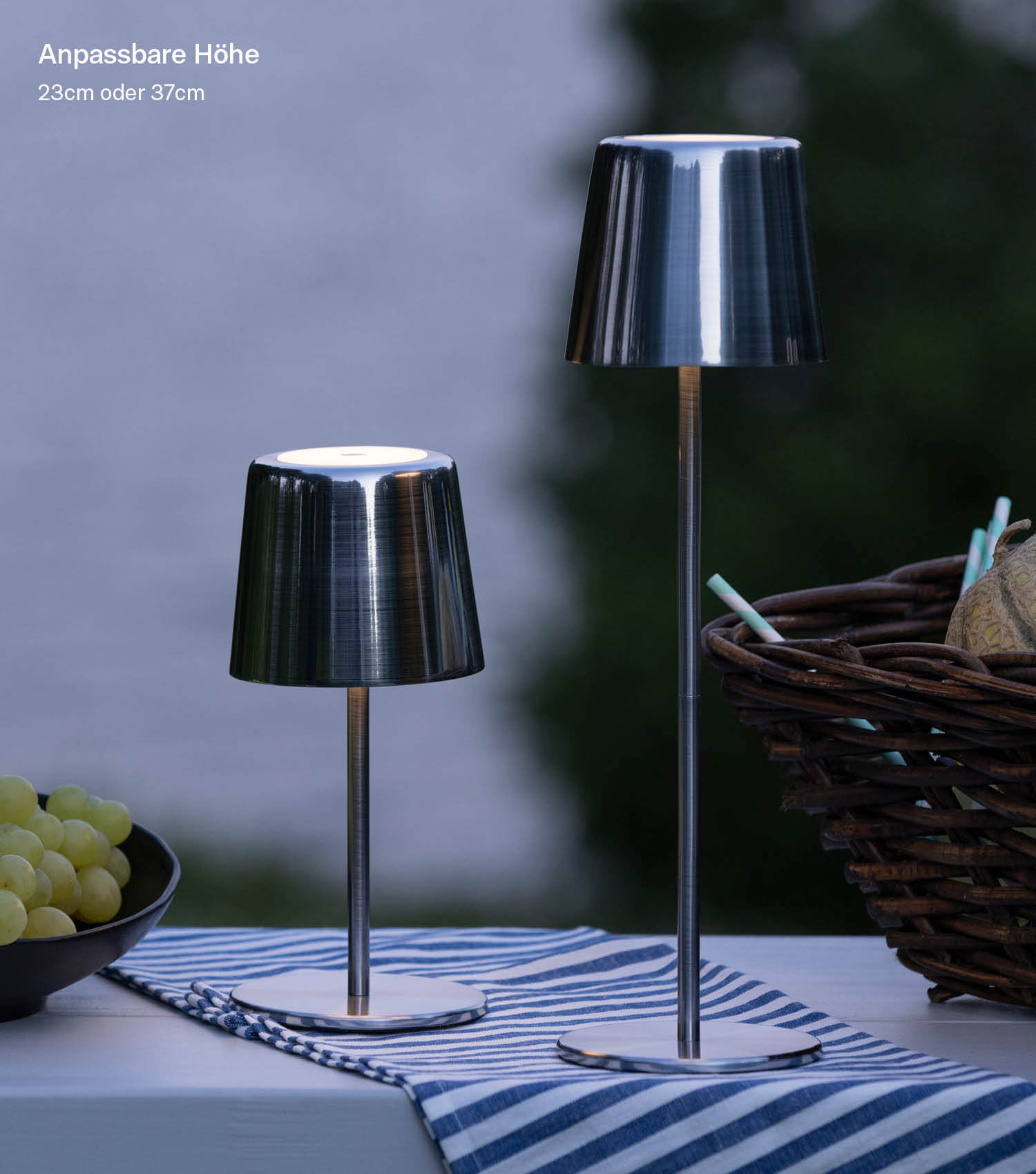 Tischlampe kabellos Akku Tischleuchte dimmbar aufladbar Outdoor Lampe