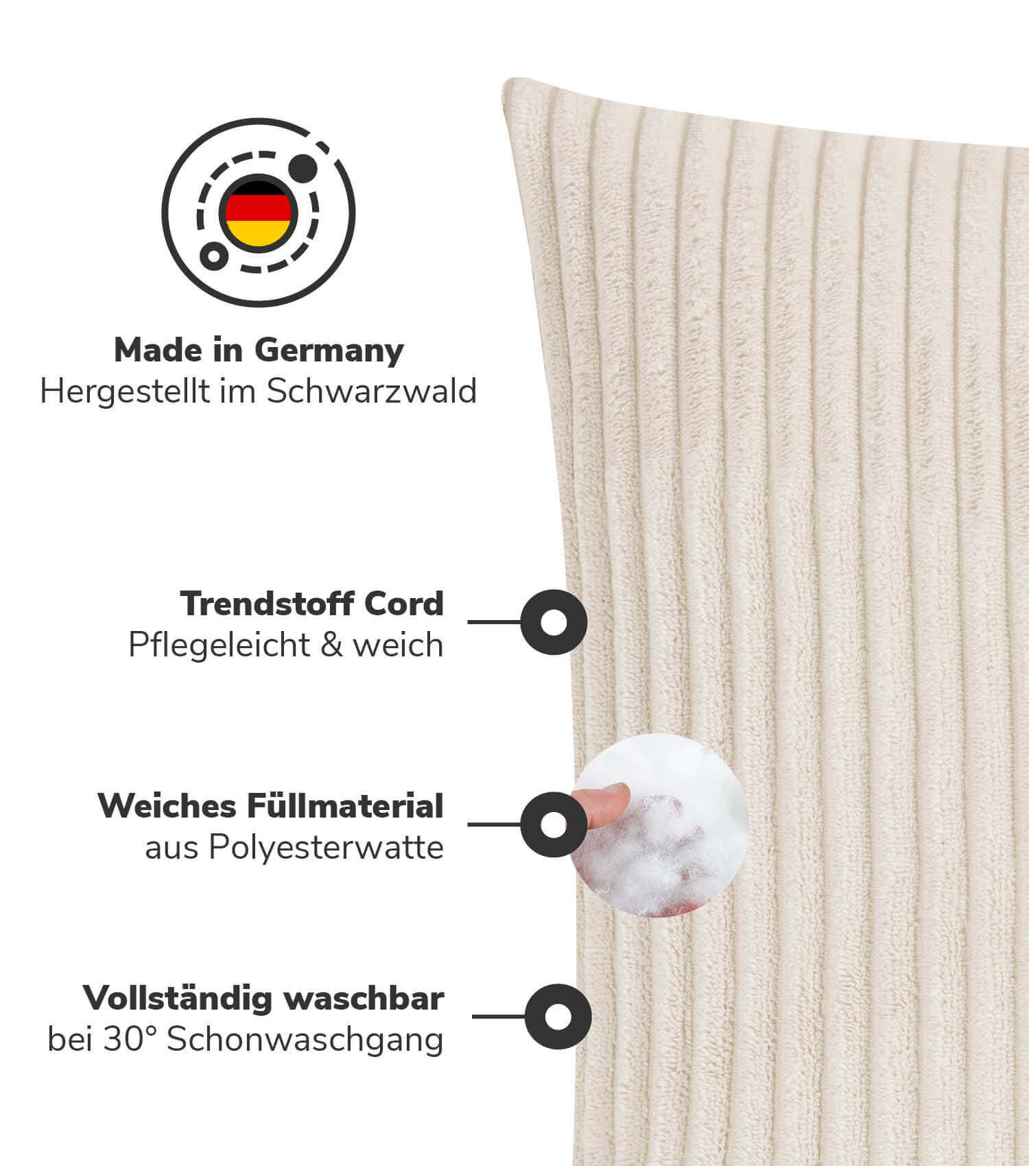 Cordkissen Kissen Couchkissen Sofakissen Cord Dekokissen