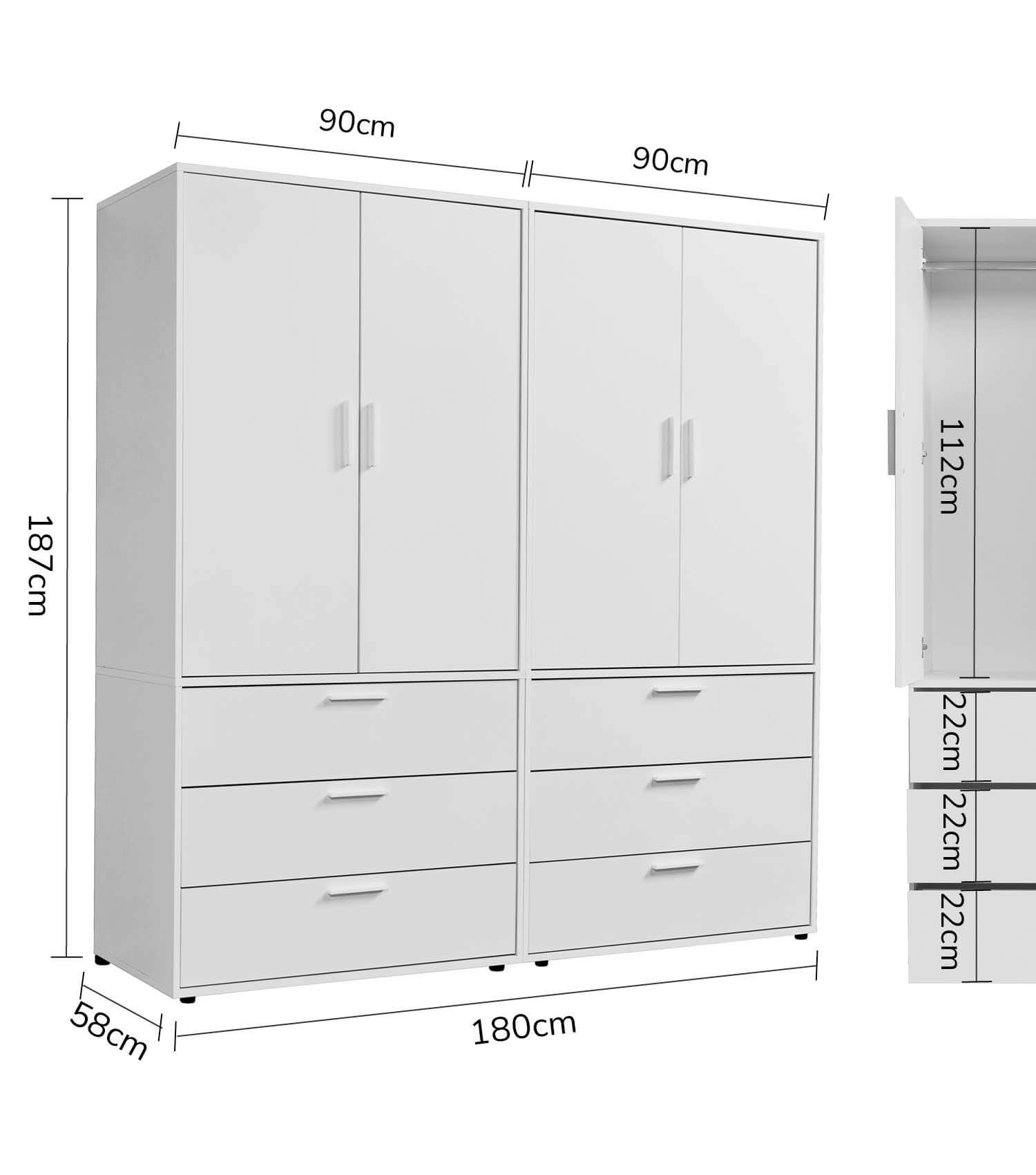 Kleiderschrank Garderobenschrank Schlafzimmerschrank Flurschrank