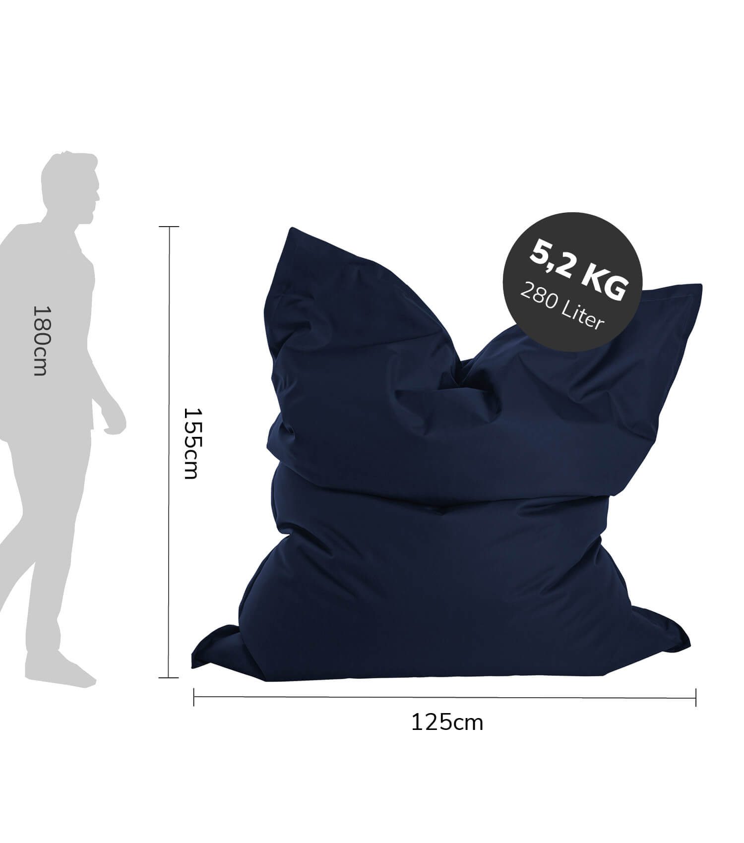 Sitzsack XXL Bean Bag Riesensitzsack Liegekissen Bodenkissen Relaxliege