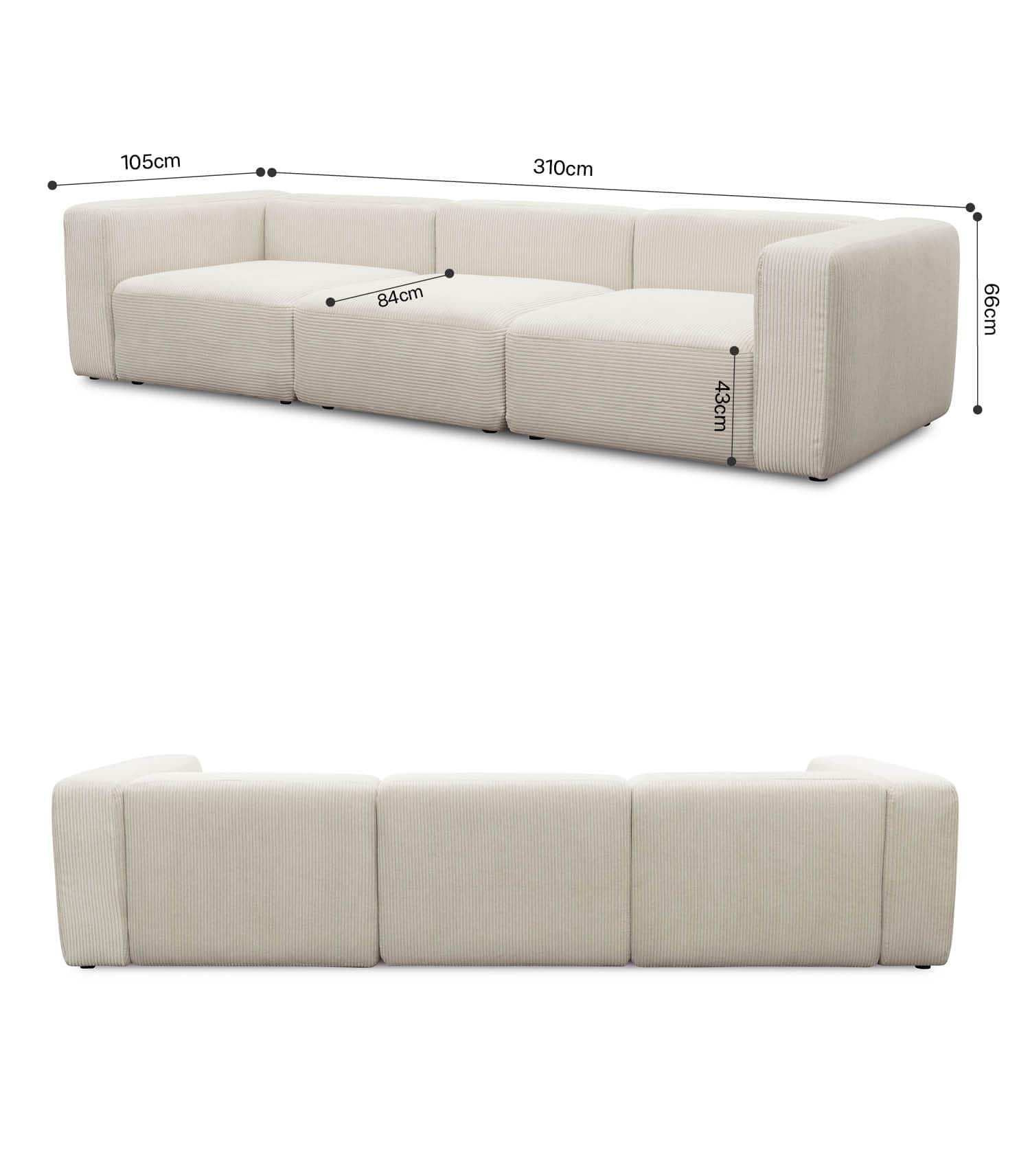 4-Sitzer Sofa 'Cubo' Sofa Bigsofa Cord Sofa 4-Sitzer Modulsofa 'Cubo'