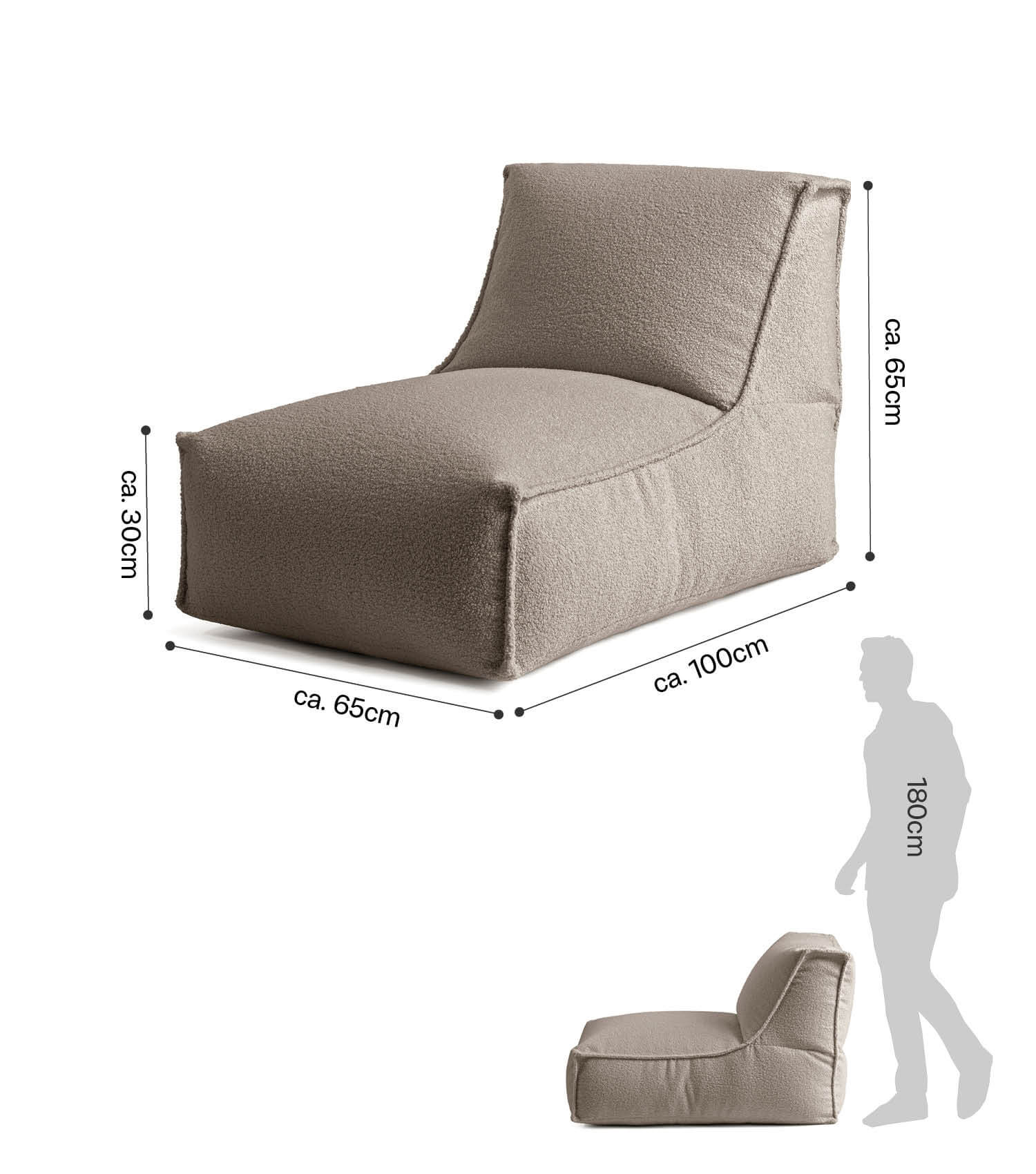 mokebo® 'Doze' Bouclé Sitzsack Bean Bag Relaxsessel Lesesessel