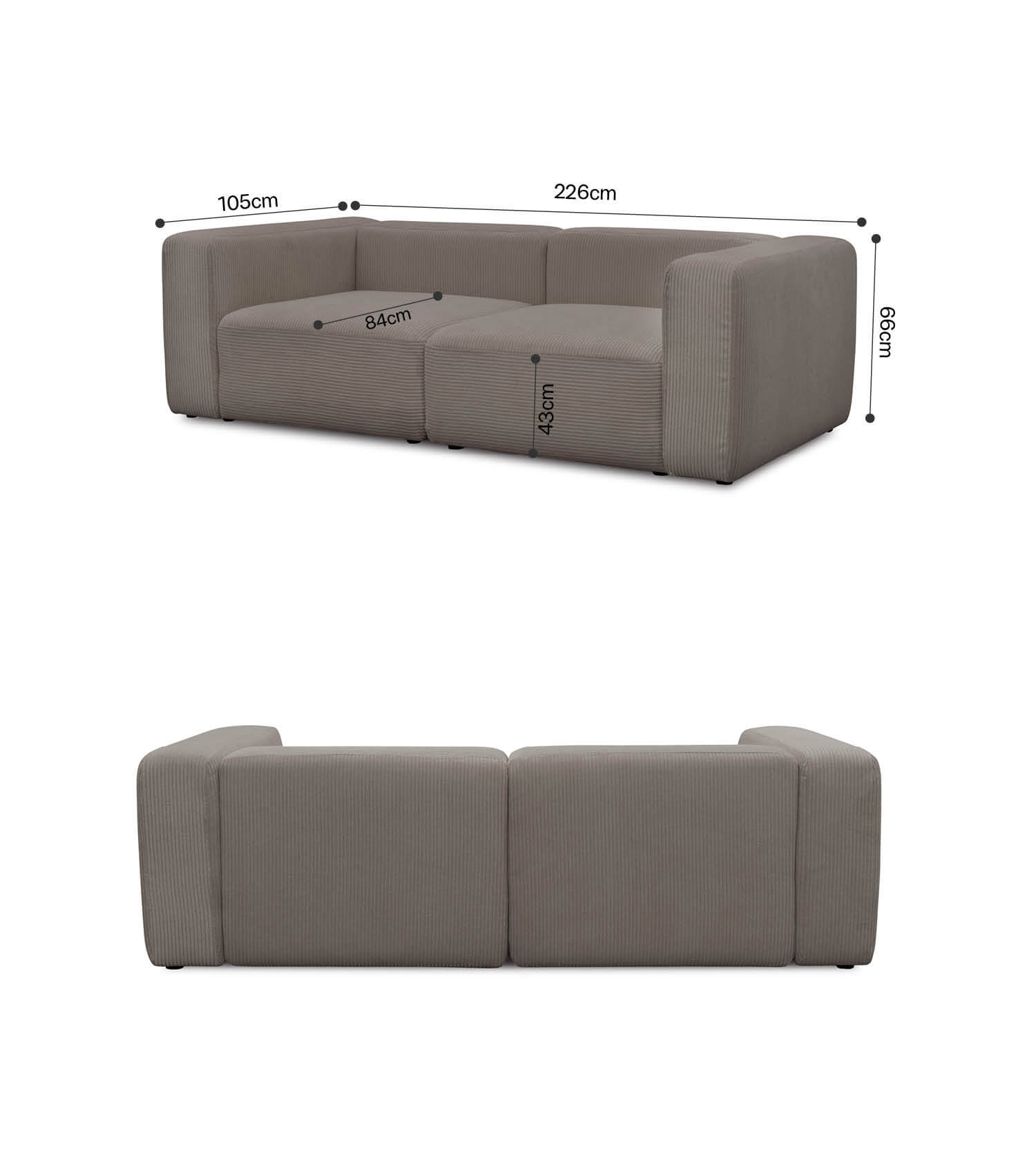 3-Sitzer Sofa 'Cubo' Sofa Cord Sofa Modulsofa Couch 3-Sitzer 'Cubo'