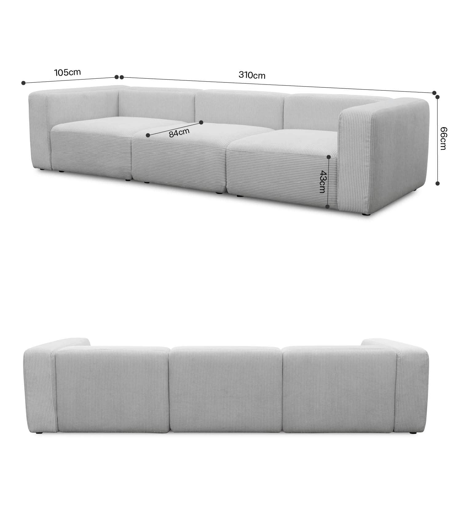 4-Sitzer Sofa 'Cubo' Sofa Bigsofa Cord Sofa 4-Sitzer Modulsofa 'Cubo'
