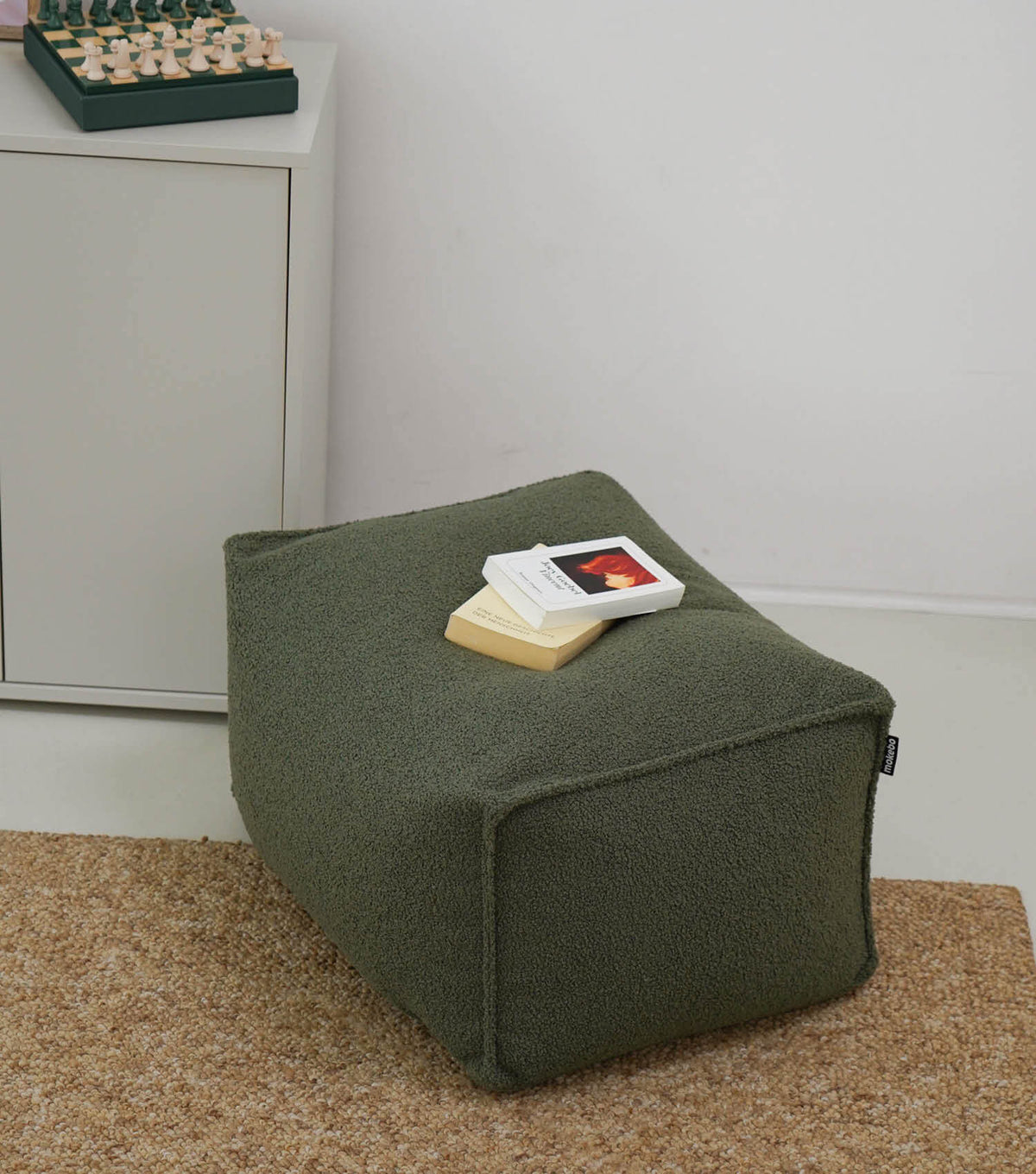 mokebo® 'Block' Bouclé poef hocker voetenbankje vloerkussen