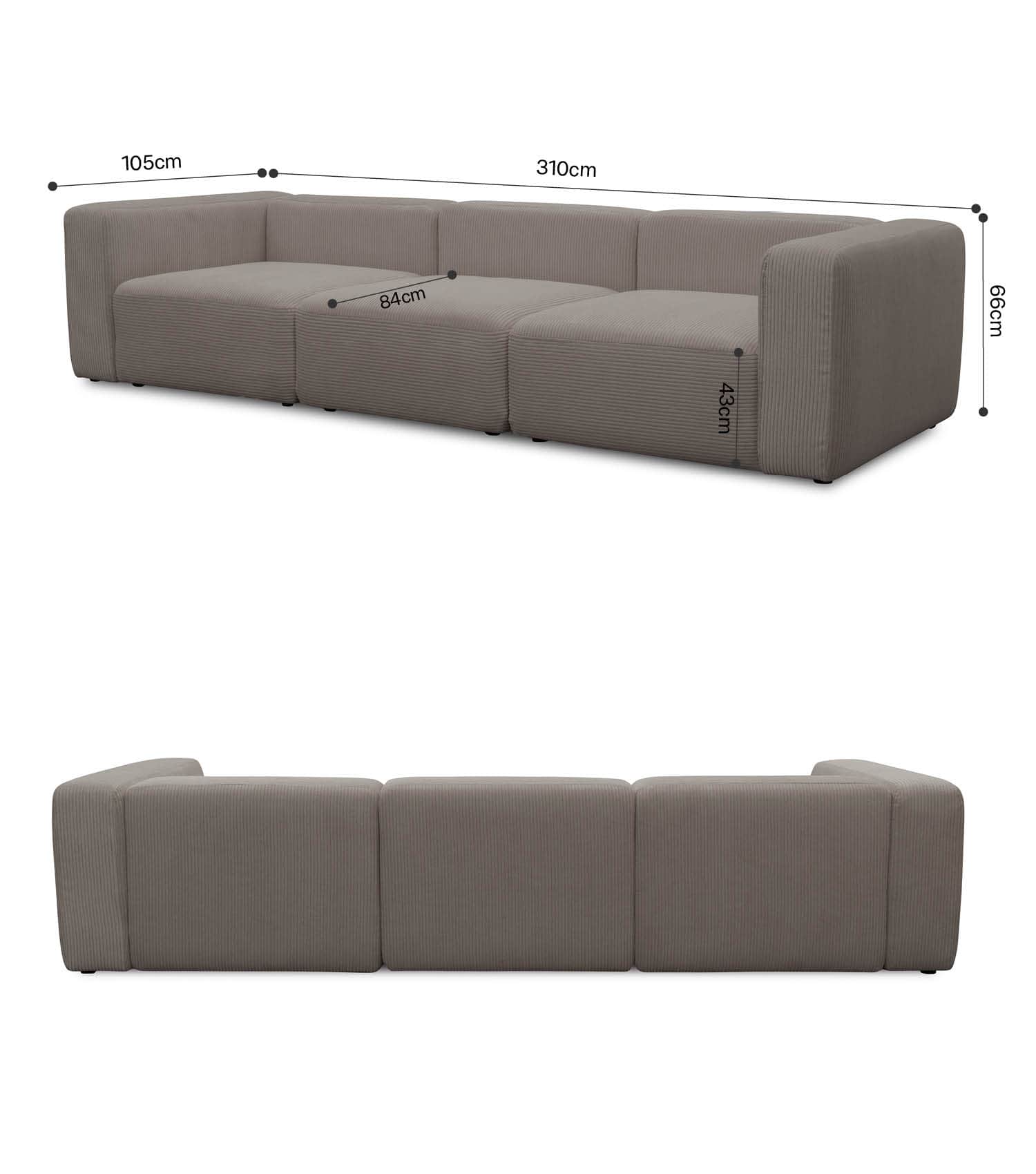 4-Sitzer Sofa 'Cubo' Sofa Bigsofa Cord Sofa 4-Sitzer Modulsofa 'Cubo'