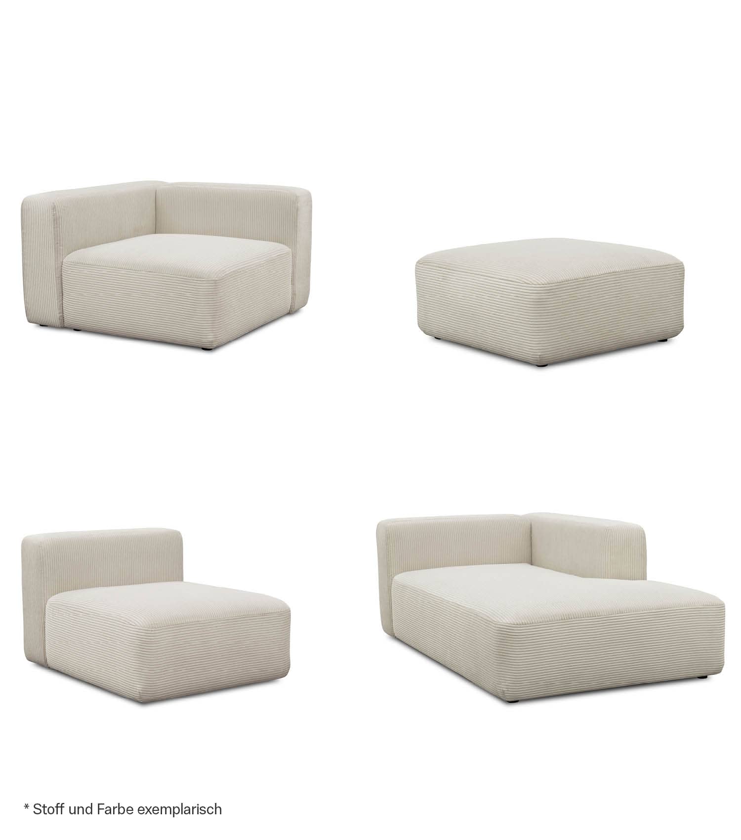 4-Sitzer Sofa mit Hocker 'Cubo' Sofa mit Hocker Bigsofa 4-Sitzer Cord Sofa 'Cubo'