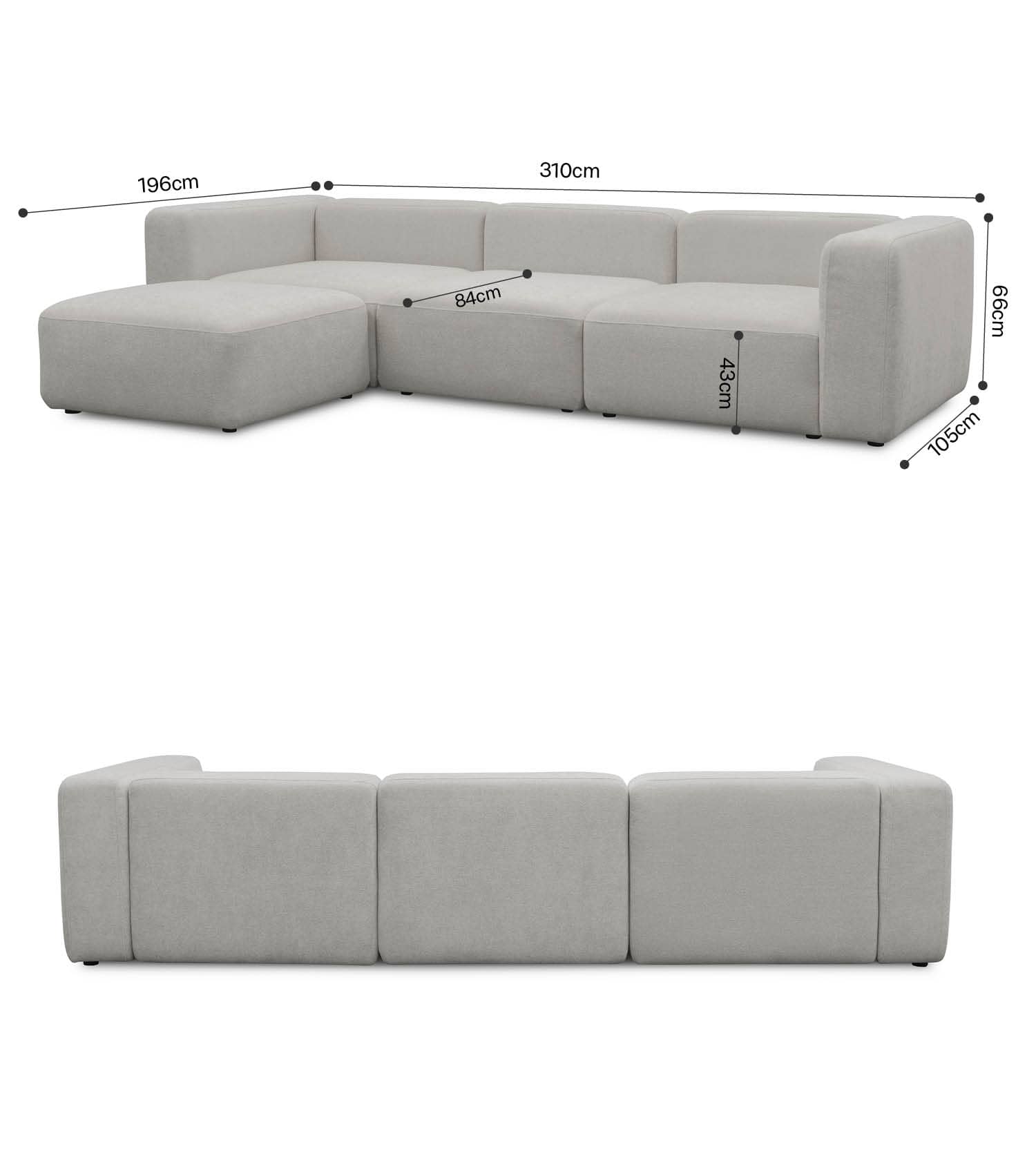 4-Sitzer Sofa mit Hocker 'Cubo' Sofa mit Hocker Bigsofa 4-Sitzer Cord Sofa 'Cubo'