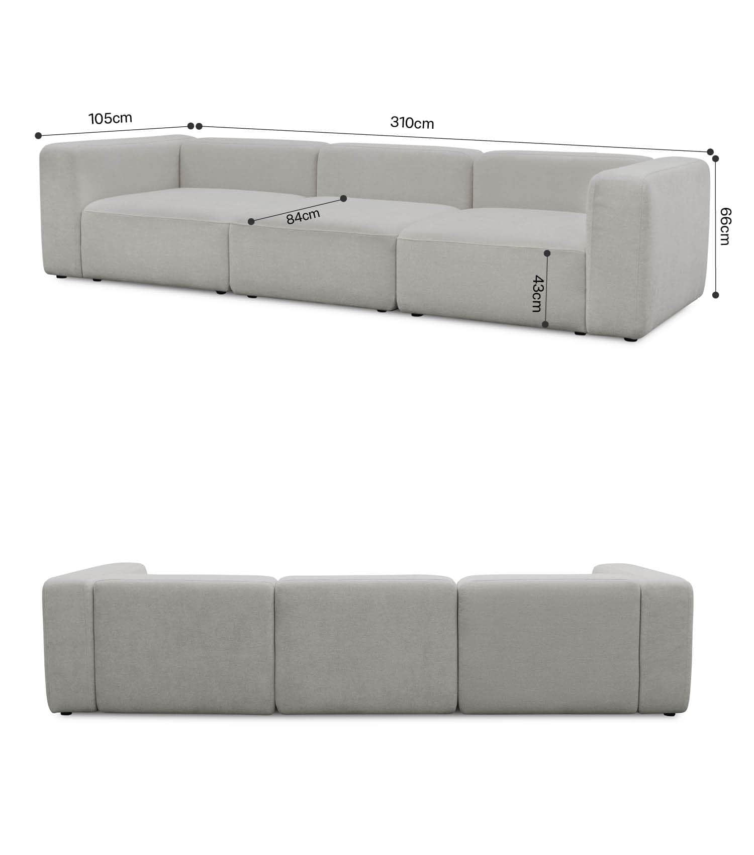 4-Sitzer Sofa 'Cubo' Sofa Bigsofa Cord Sofa 4-Sitzer Modulsofa 'Cubo'