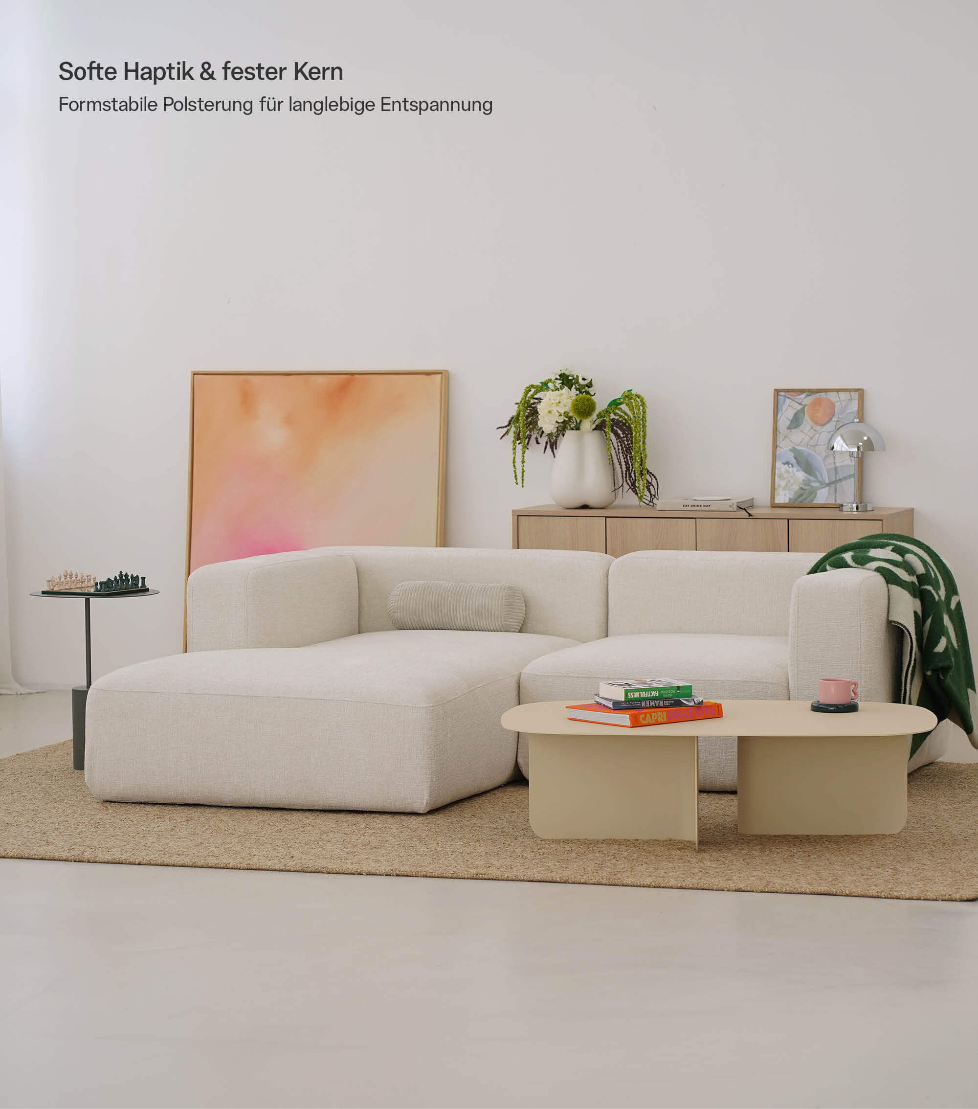 Ecksofa 3-Sitzer 'Cubo' (kleines L) Ecksofa Cord Eckcouch 3-Sitzer Sofa Modulsofa 'Cubo'