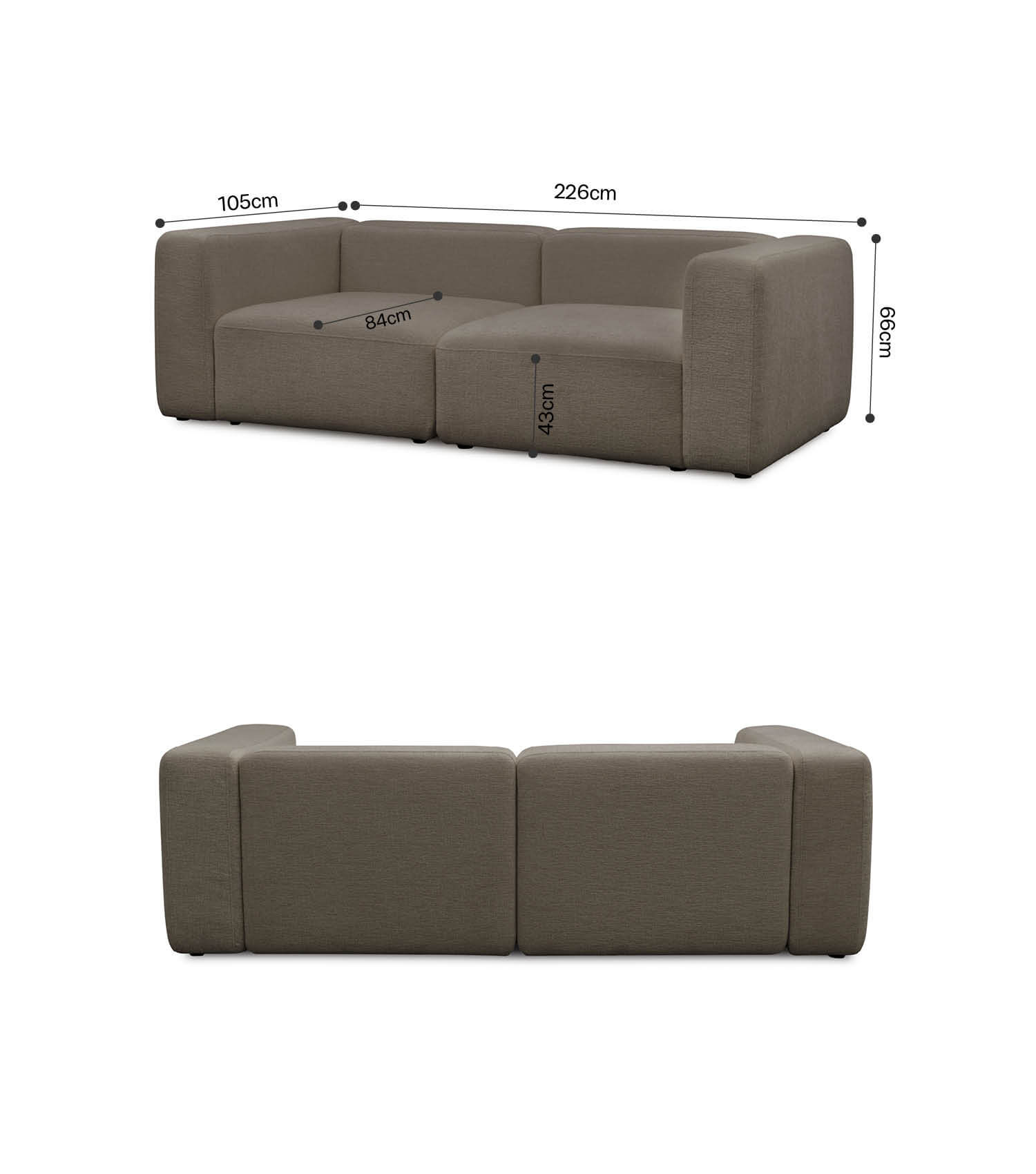 3-Sitzer Sofa 'Cubo' Sofa Cord Sofa Modulsofa Couch 3-Sitzer 'Cubo'