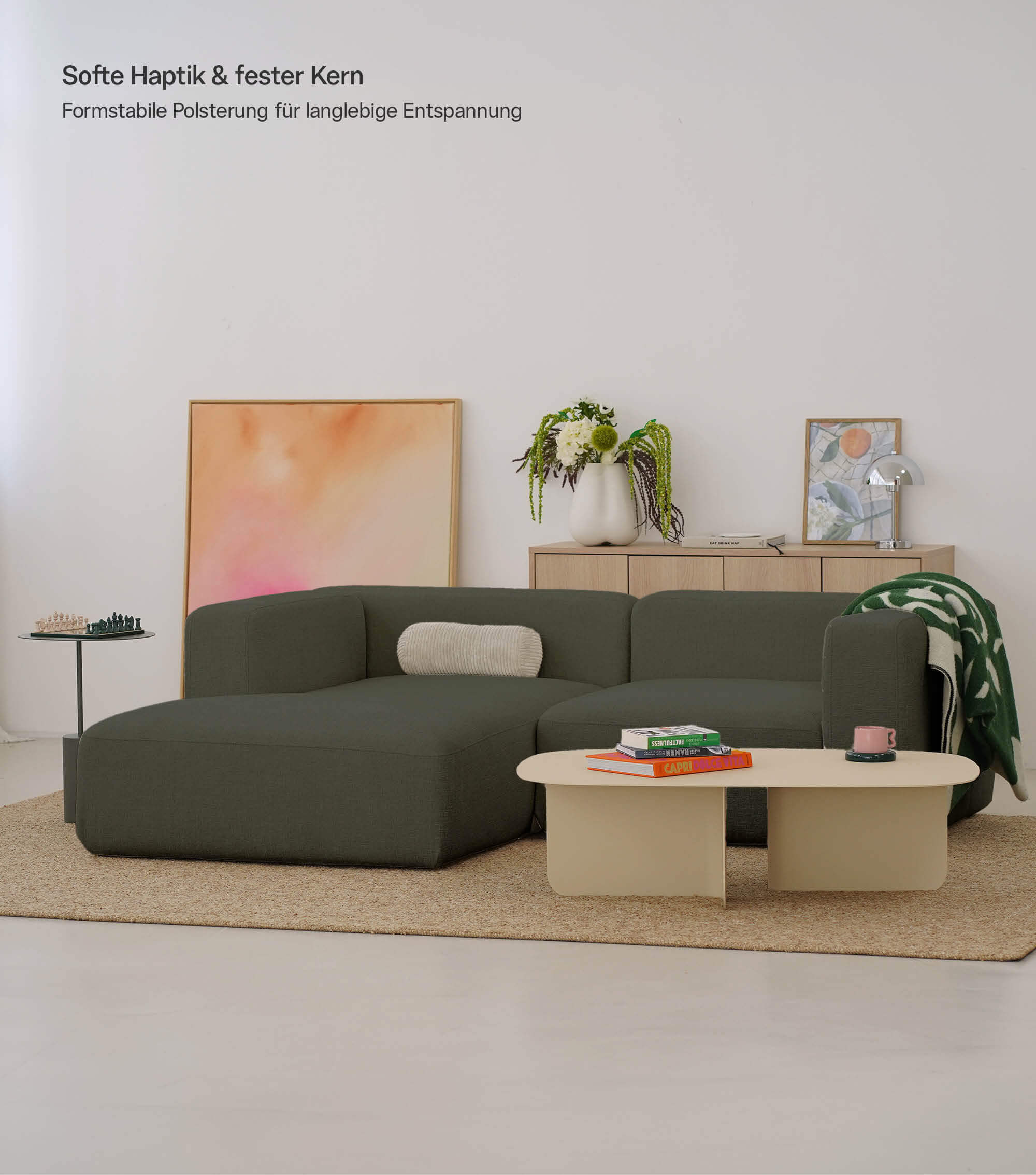 Ecksofa 3-Sitzer 'Cubo' (kleines L) Ecksofa Cord Eckcouch 3-Sitzer Sofa Modulsofa 'Cubo'